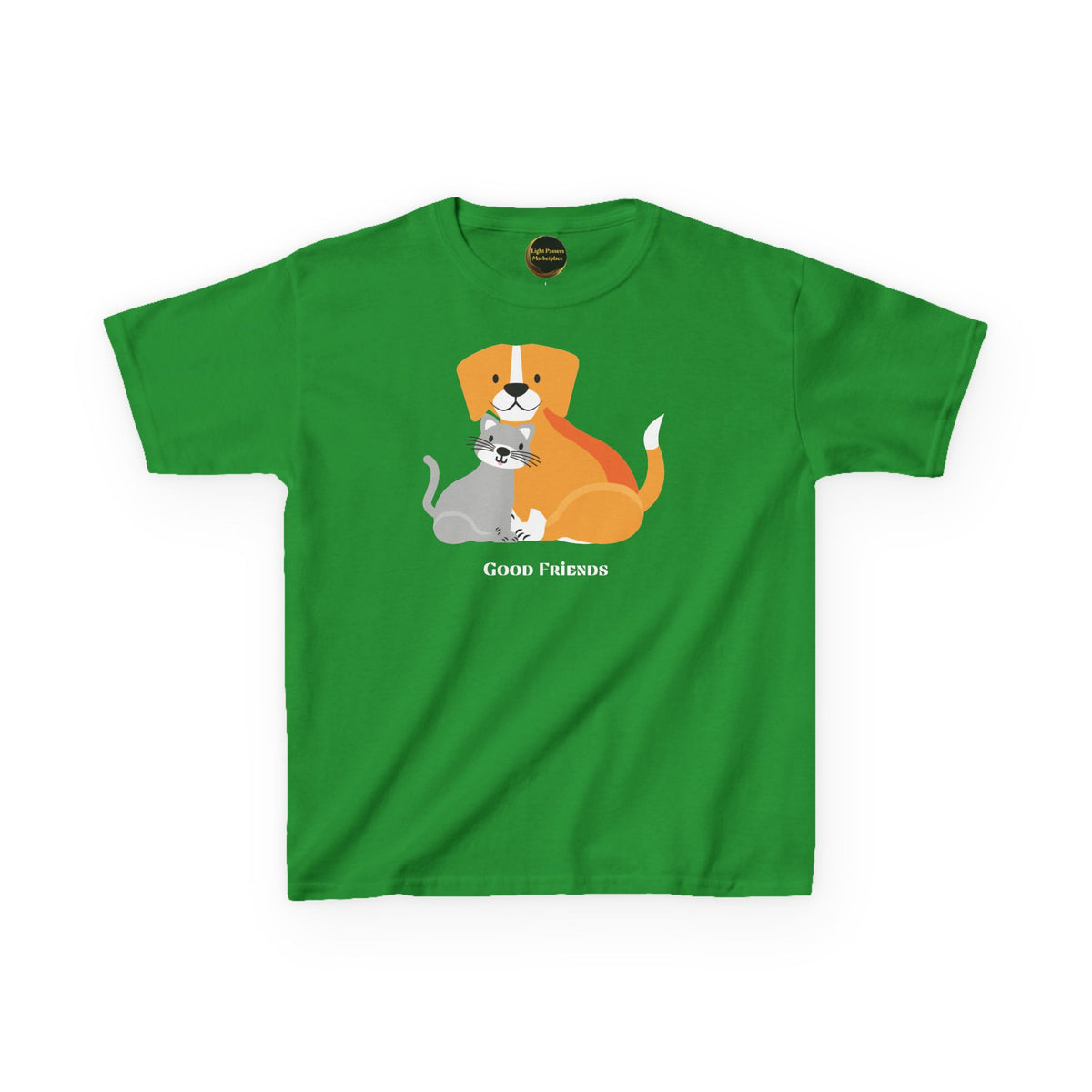 Kids T‑Shirt — "Good Friends" Dog & Cat Cute Graphic Tee for Children
