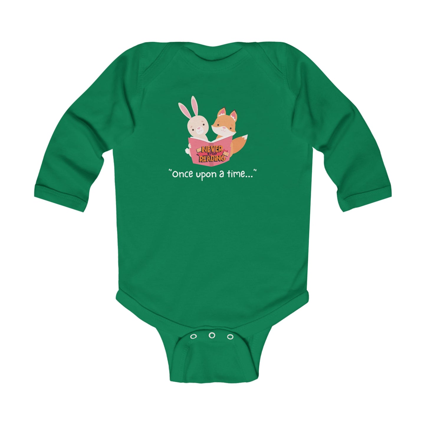 Infant Bodysuit - "Once Upon a Time" Storybook Fox & Bunny Long Sleeve Baby Onesie