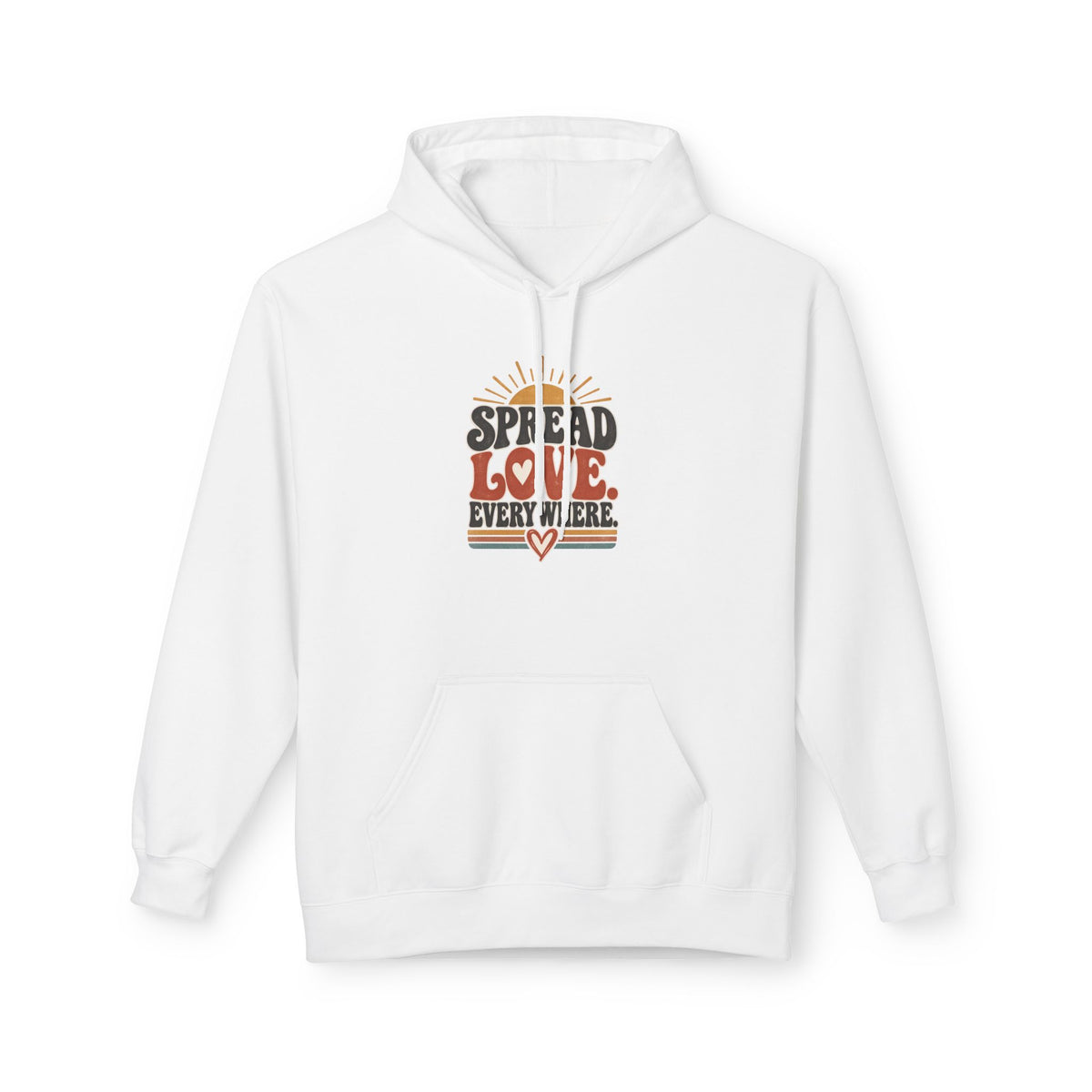 Adult Unisex Spread Love Everywhere Hoodie — Retro Sun Heart Graphic