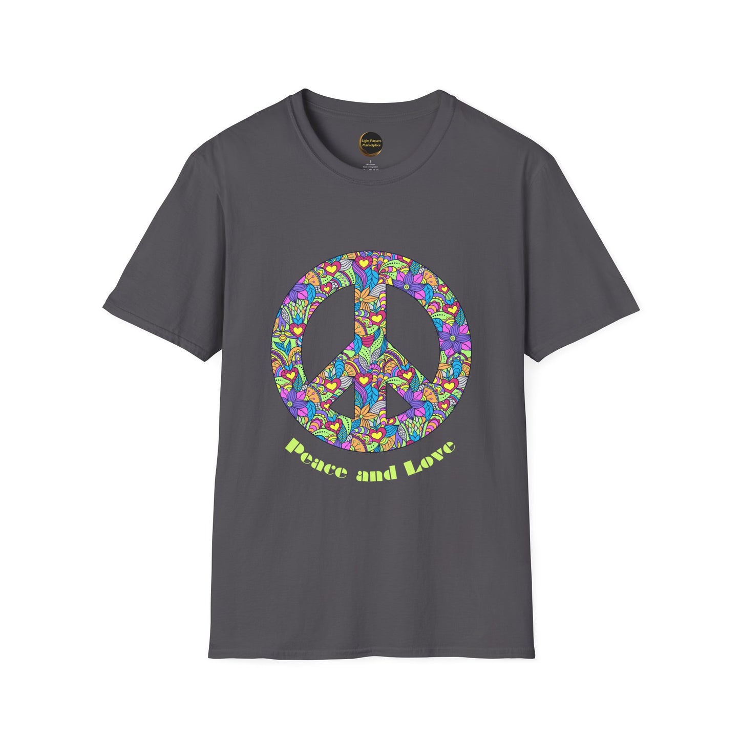 Peace Sign T-Shirt Adult Unisex— Colorful Floral 'Peace and Love' Graphic Tee