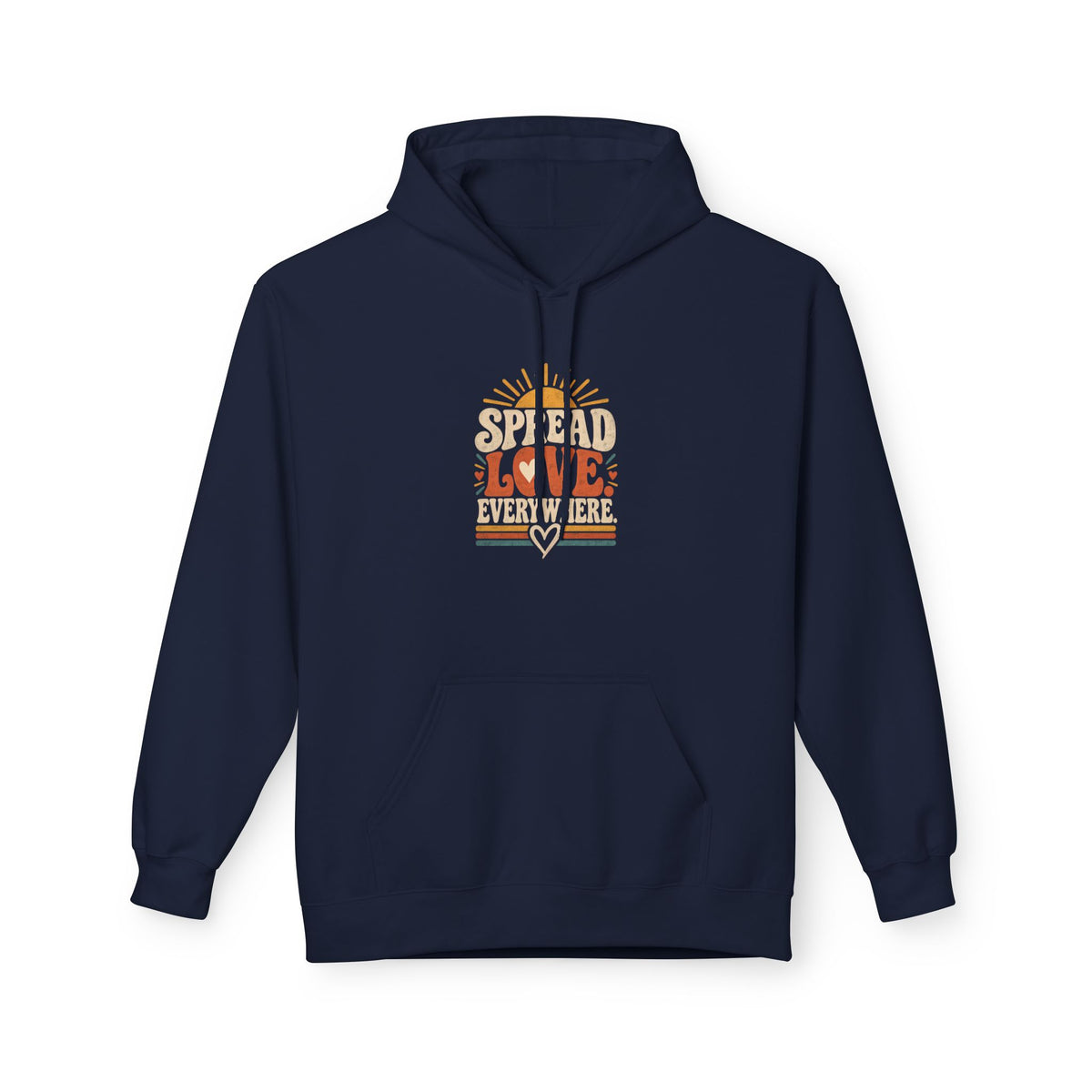 Adult Unisex Spread Love Everywhere Hoodie — Retro Sun Heart Graphic