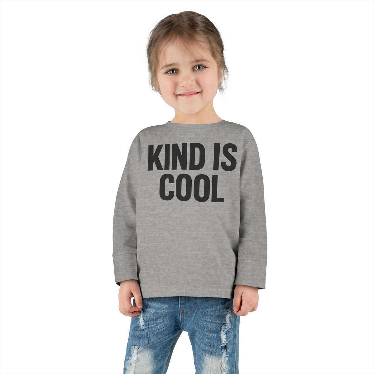 Kind Is Cool Toddler Long Sleeve Tee — Positive Kids Graphic Shirt