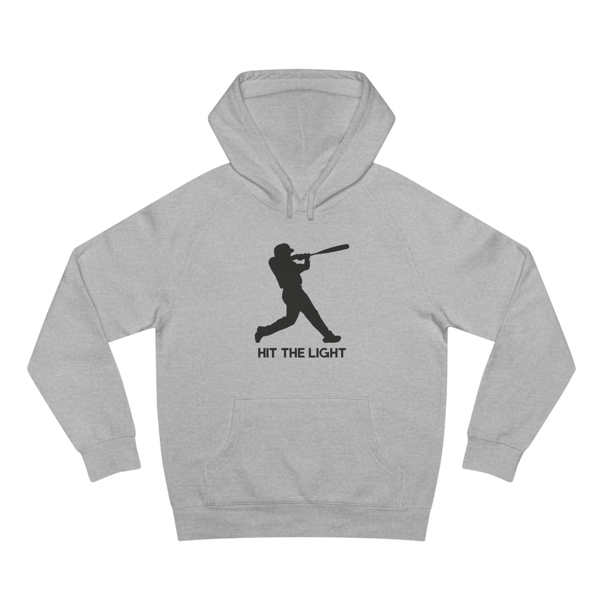 Adult Unisex Baseball Hoodie — 'Hit the Light' Male Batter Silhouette Pullover