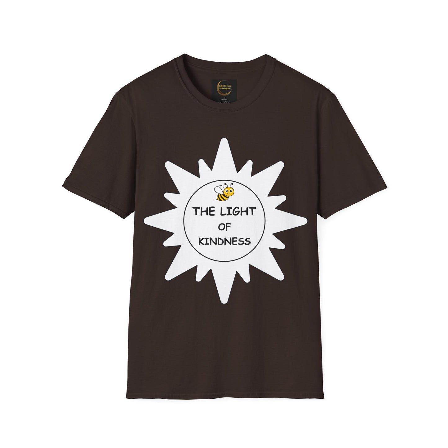 Adult Unisex Kindness Bee T-Shirt — "The Light of Kindness" Sun Graphic Tee