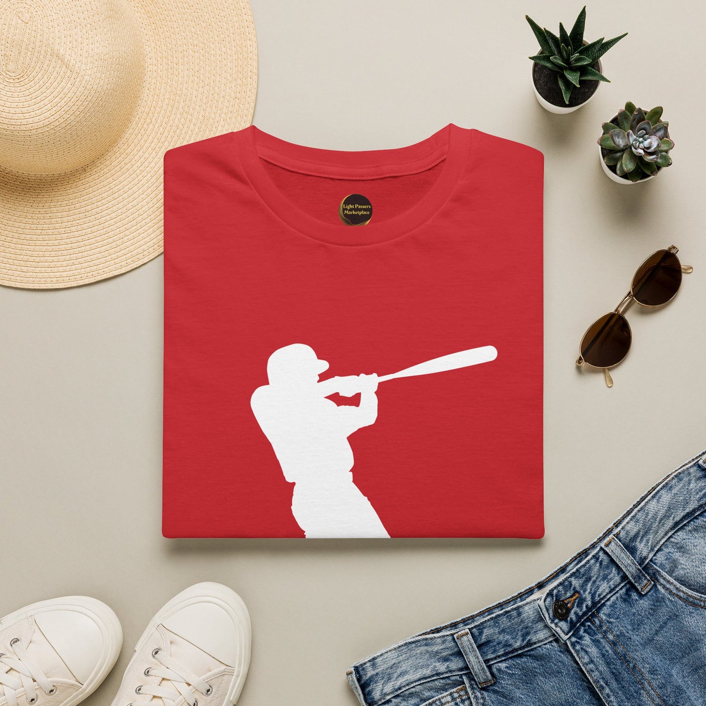 Adult Unisex T-shirt Hit the Light – Teamwork at Full Swing with white lettering