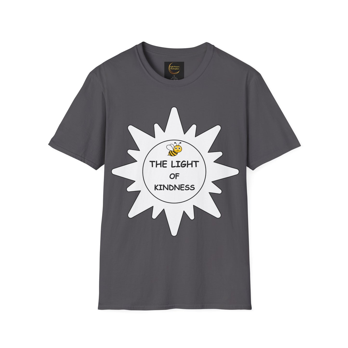 Adult Unisex Kindness Bee T-Shirt — "The Light of Kindness" Sun Graphic Tee