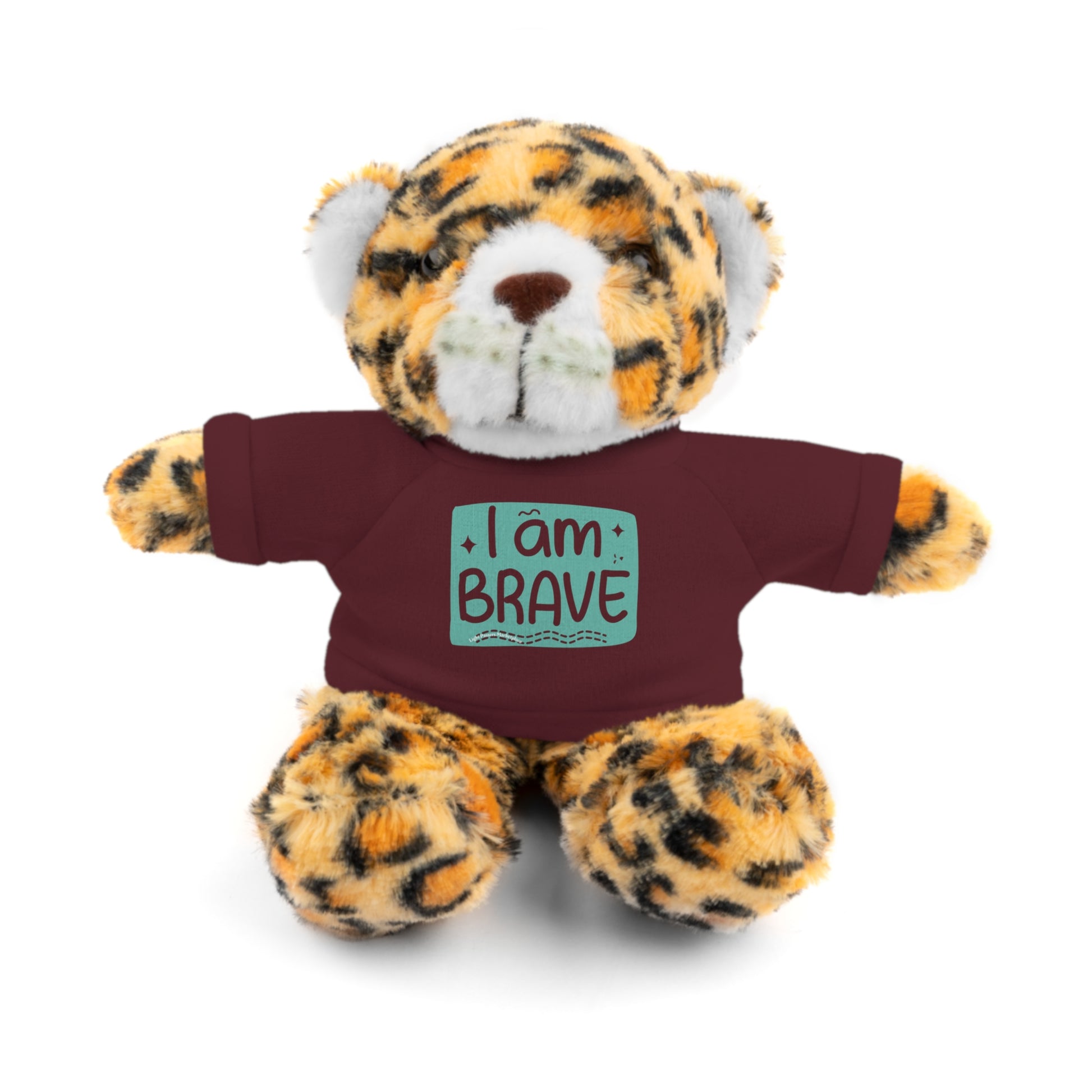 Cool Stuff Stuffies plush animal with removable I am Brave tee, featuring options like Panda, Lion, Bear, Bunny, Jaguar, and Sheep, perfect for cuddling and gifting.