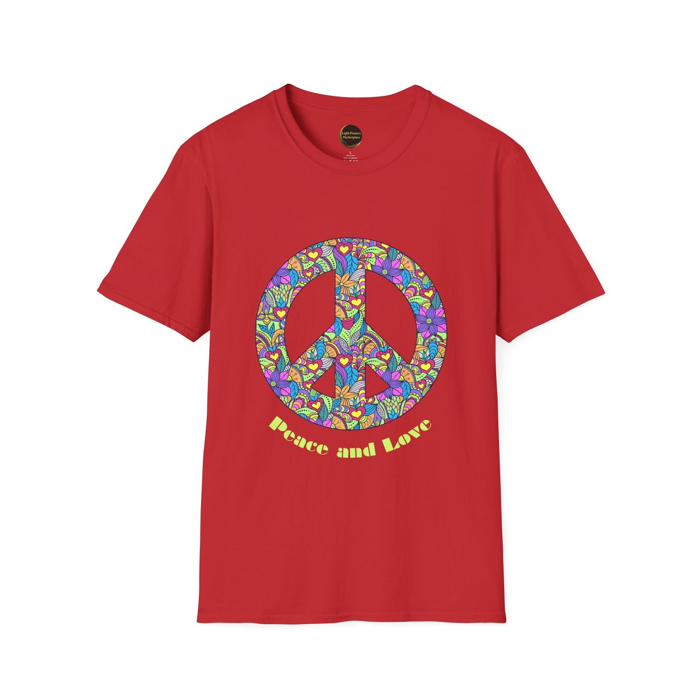 Peace Sign T-Shirt Adult Unisex— Colorful Floral 'Peace and Love' Graphic Tee