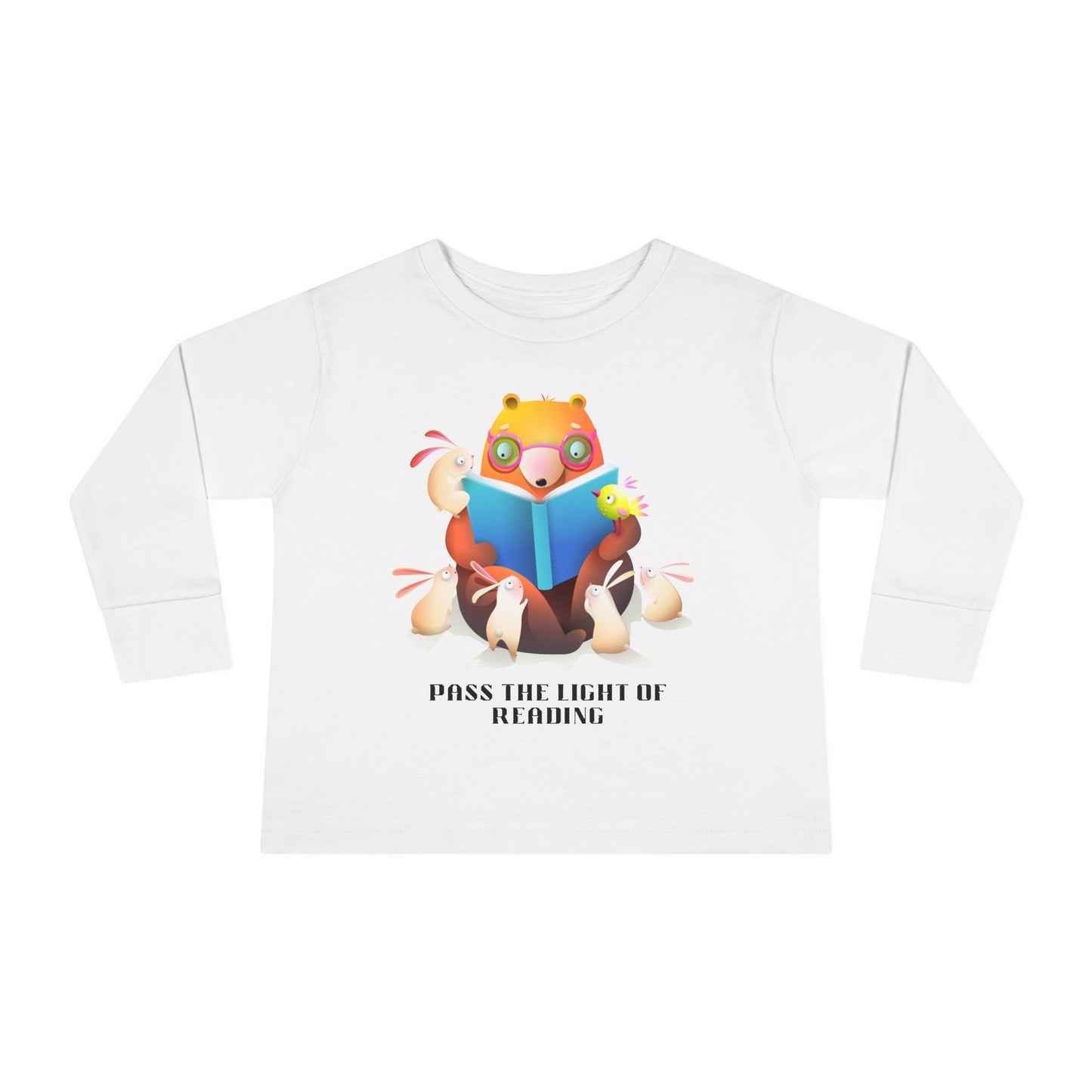 Toddler Tee — Cute Fox Reading 'Books and Bears' Long Sleeve Shirt for Kids