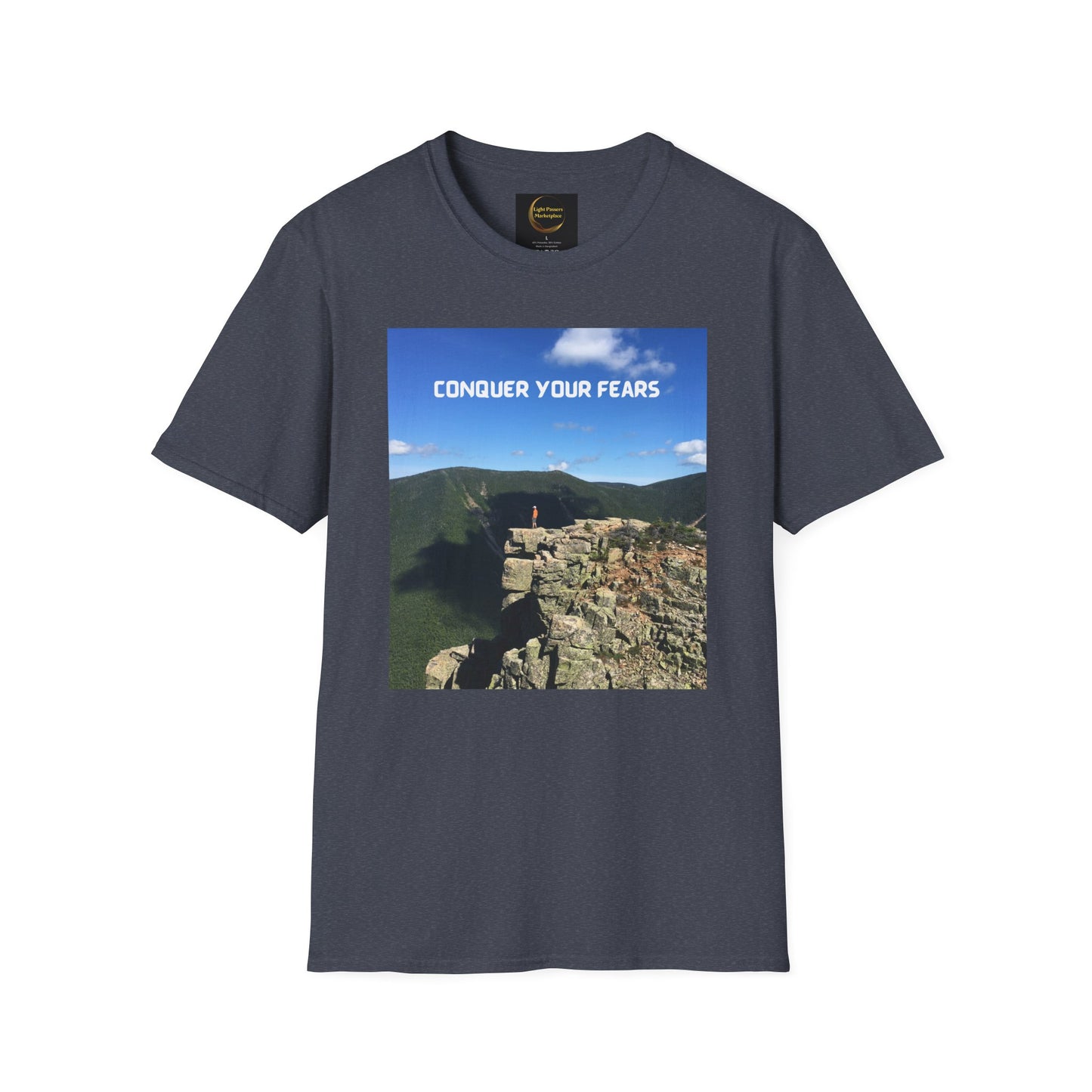 Adult Unisex T-Shirt — "Conquer Your Fears" Scenic Motivational Tee