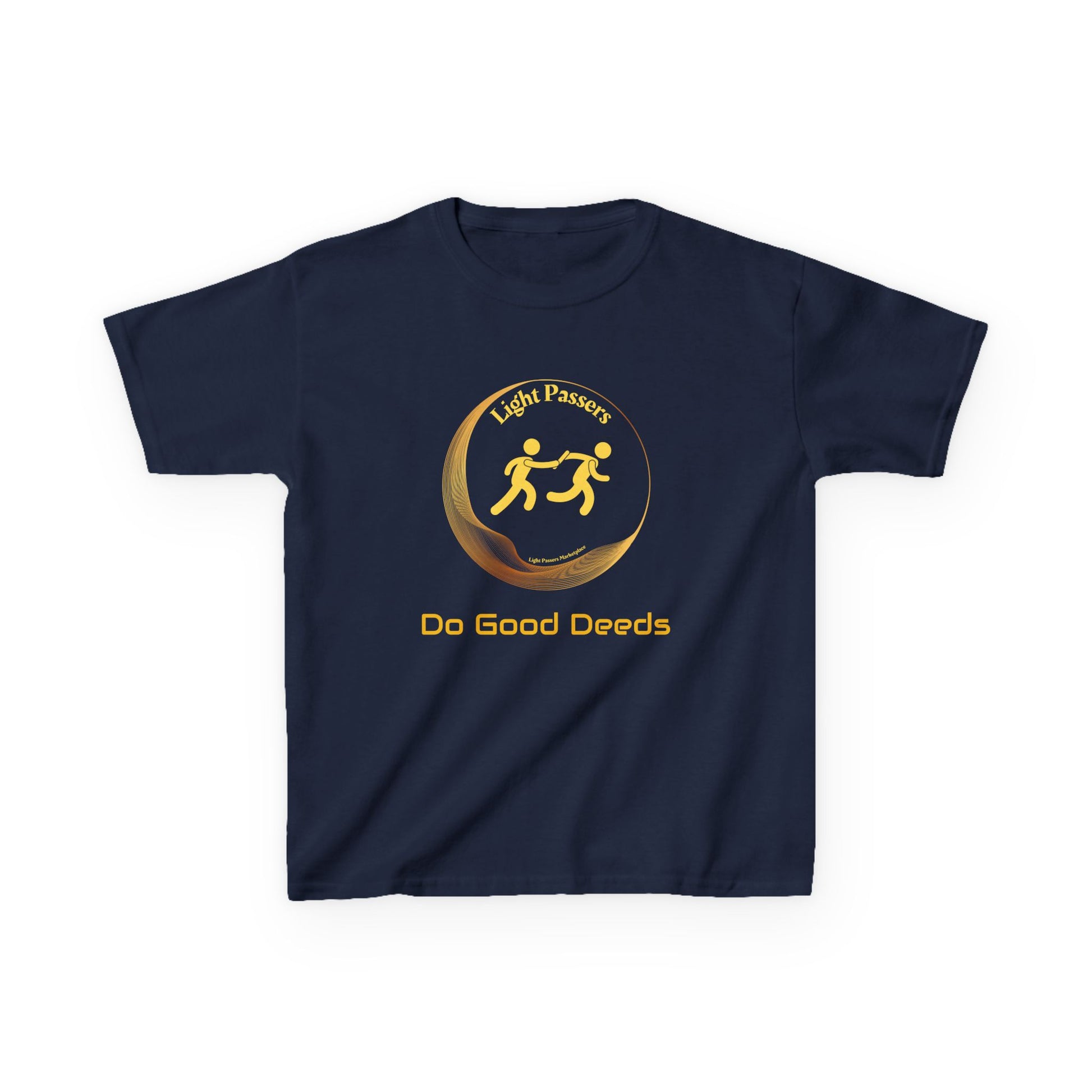 Youth T-Shirt featuring Pass the Light Relay Logo, promotes kindness. Made from soft US cotton, ideal for casual wear and charity events.