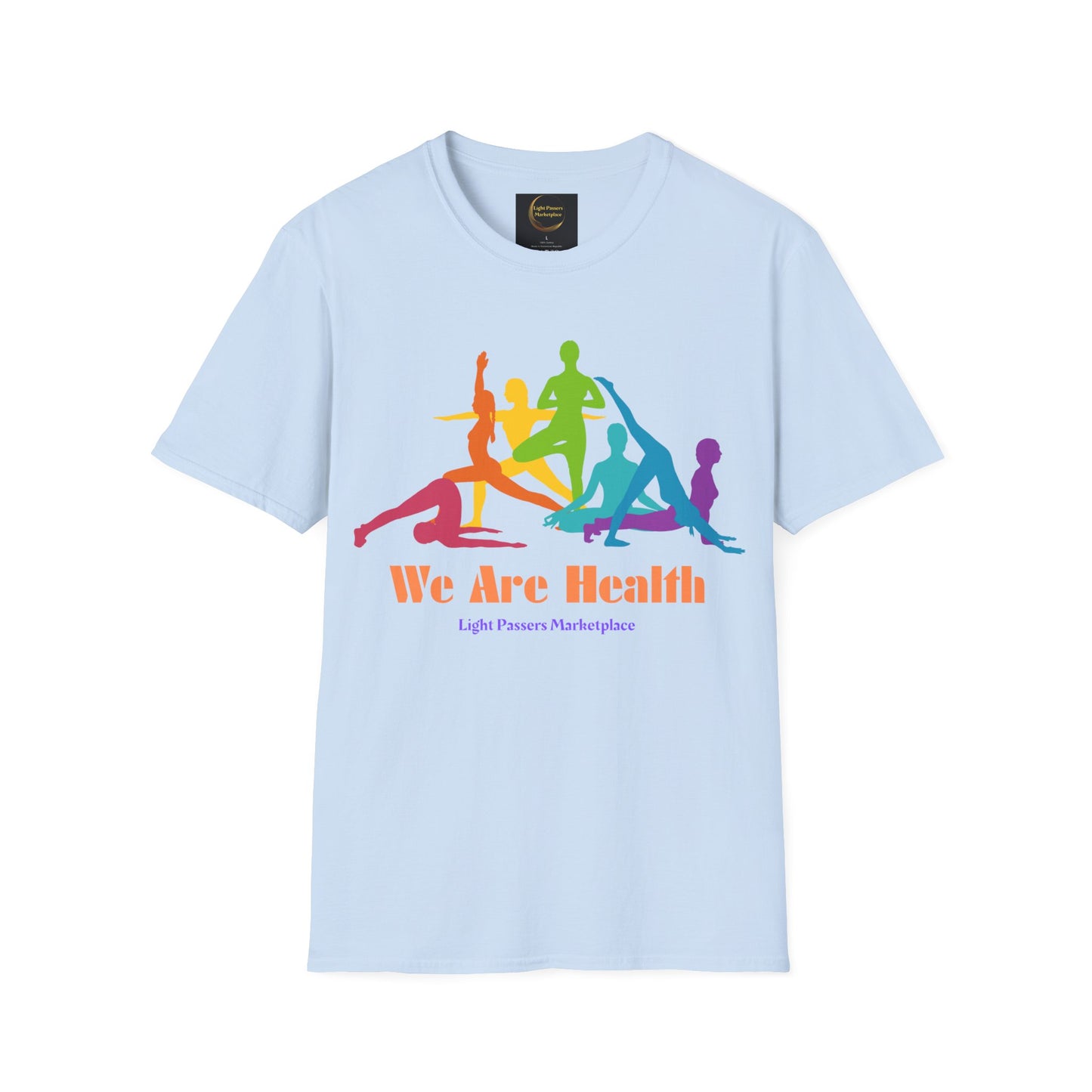 Light Passers Marketplace Yoga Class Unisex Soft T-Shirt Fitness, Mental Health, Diversity