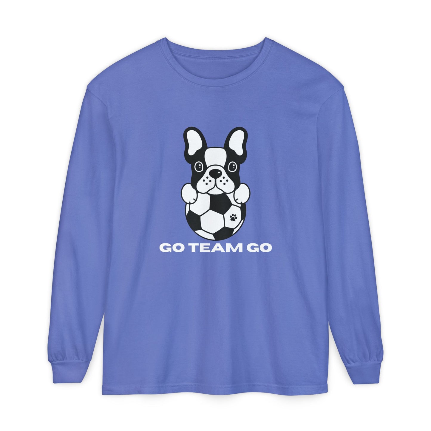 Teams Soccer Dog Adult Unisex Garment-dyed Long Sleeve T-shirt