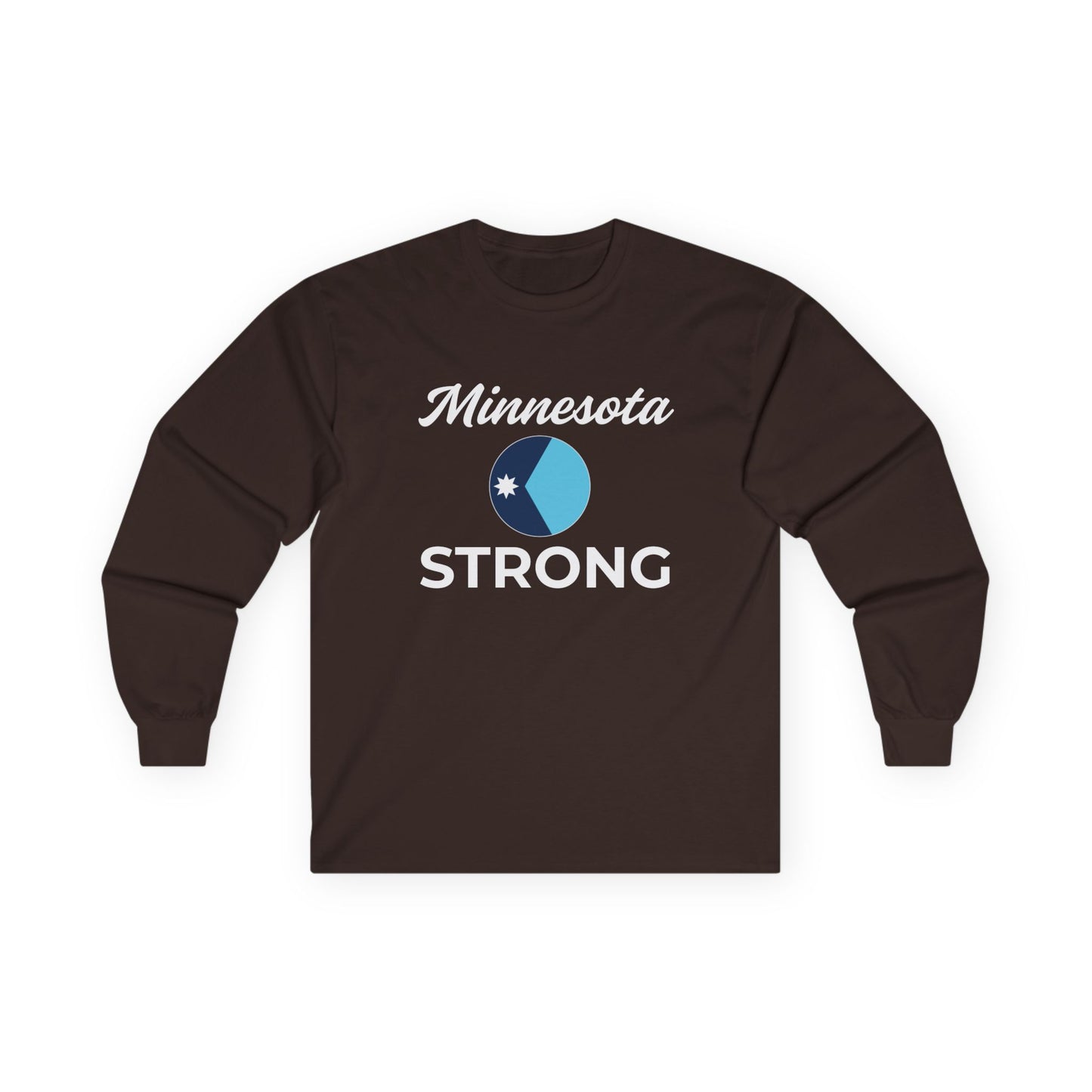 Love and Peace The Light Adult Unisex Minnesota Strong Long Sleeve Tee, featuring Minnesota Strong design, embodies resilience with a classic crew-neck fit for layering.