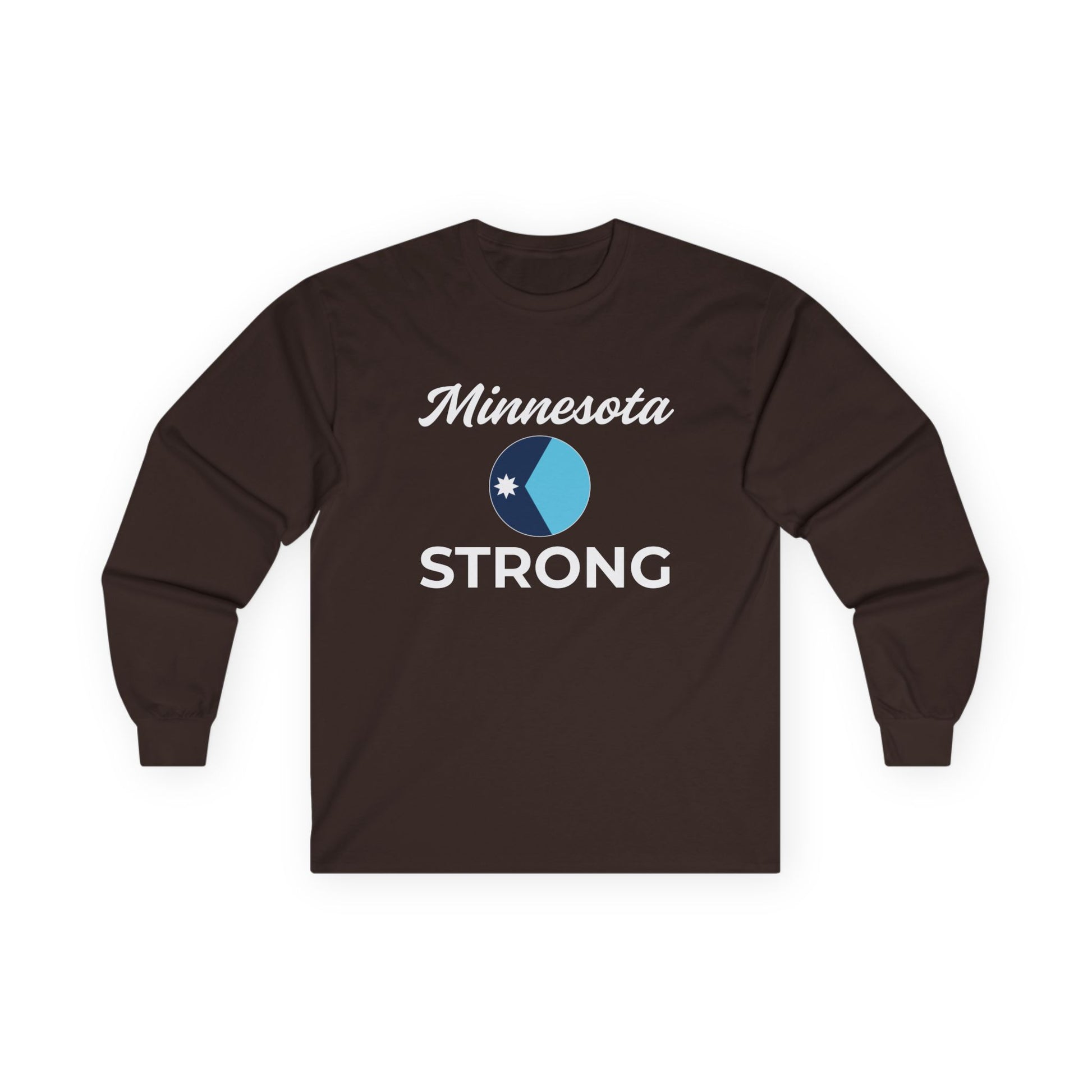 Love and Peace The Light Adult Unisex Minnesota Strong Long Sleeve Tee, featuring Minnesota Strong design, embodies resilience with a classic crew-neck fit for layering.