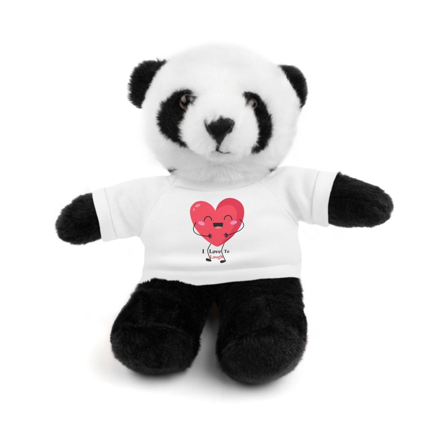 Stuffed panda bear wearing a I Love to Laugh removable shirt, part of Cool Stuff Stuffies collection, offering customizable clothing and cuddly companionship.