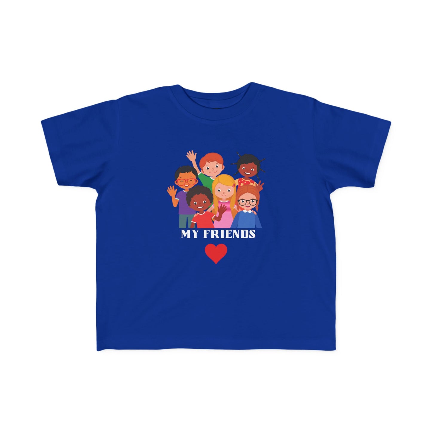 Love and Peace Toddler Tee — "My Friends" Diverse Kids Graphic with Heart