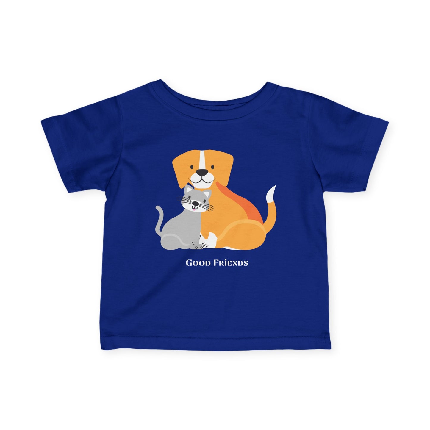 Infant Tee — Cute Dog & Cat "Good Friends" Baby Shirt