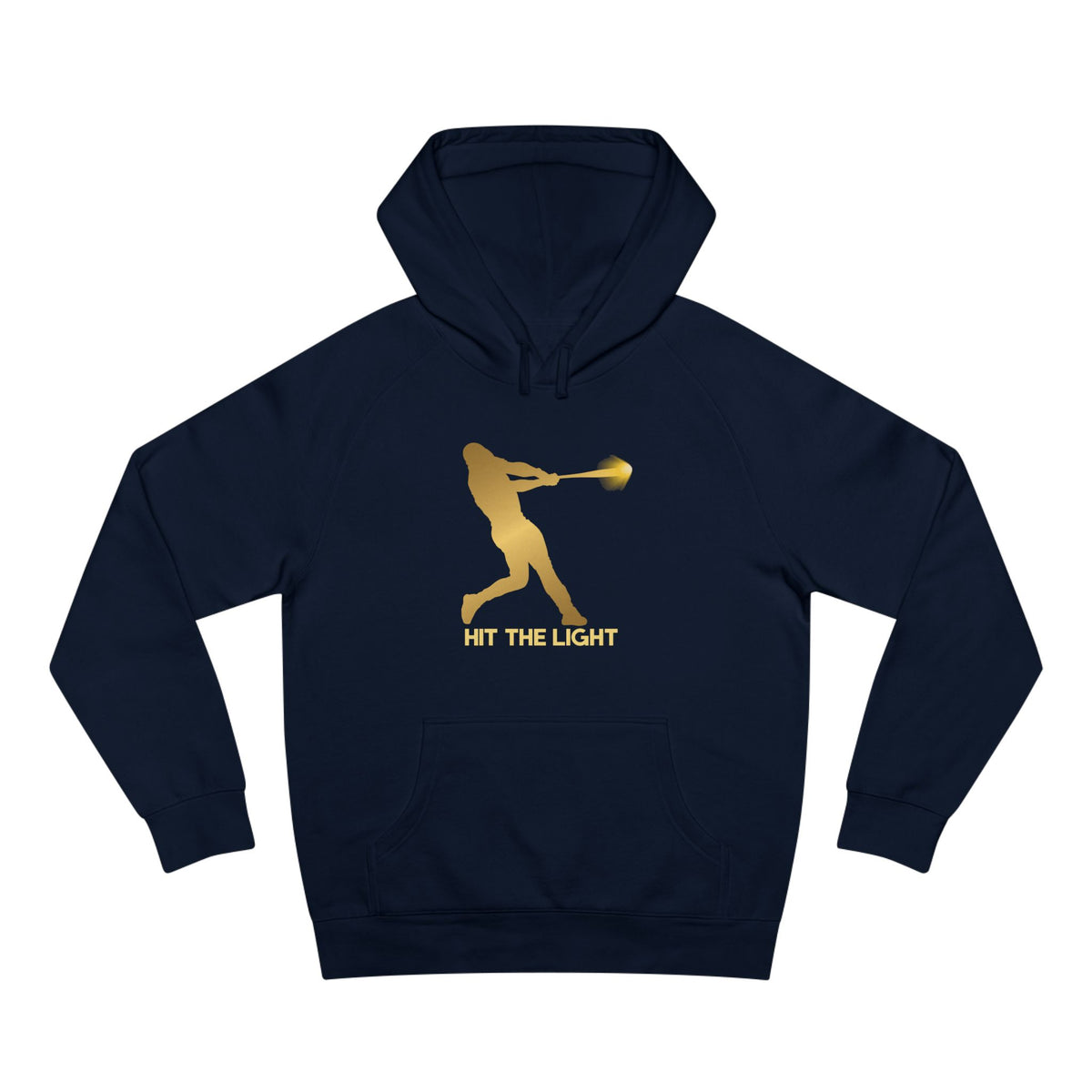 Adult Unisex Baseball Hoodie — 'Hit the Light' Male Batter Silhouette Pullover