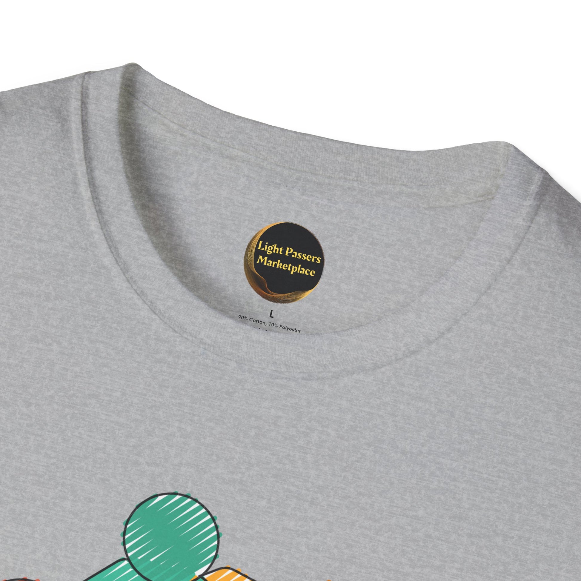 Light Passers Marketplace Teams Love and Peace Change Makers Unite Adult Unisex T-Shirt, featuring a multicolored graphic, promotes unity and positive values.