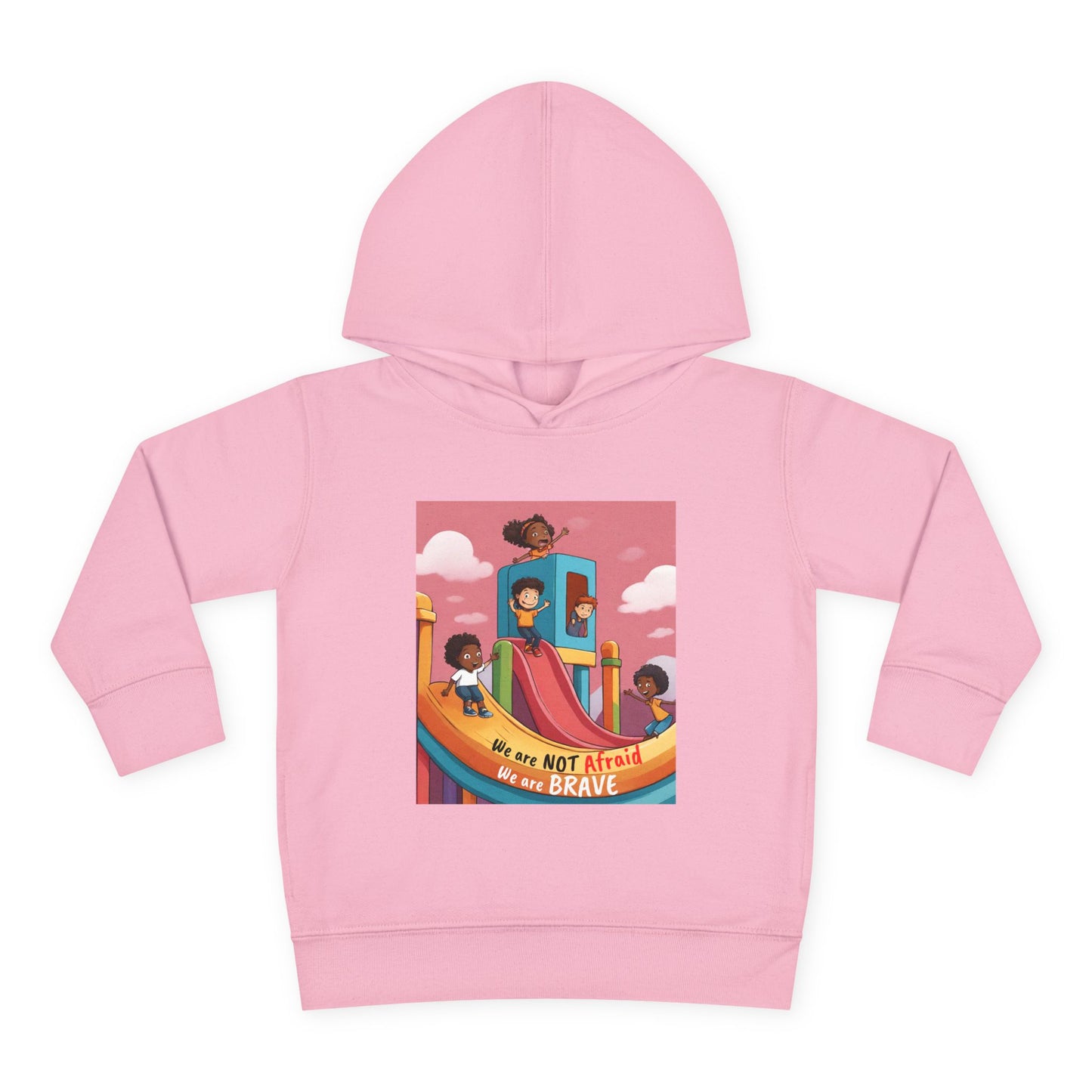 Toddler Hoodie — "We Are Not Afraid, We Are Brave" Rainbow Playground Design