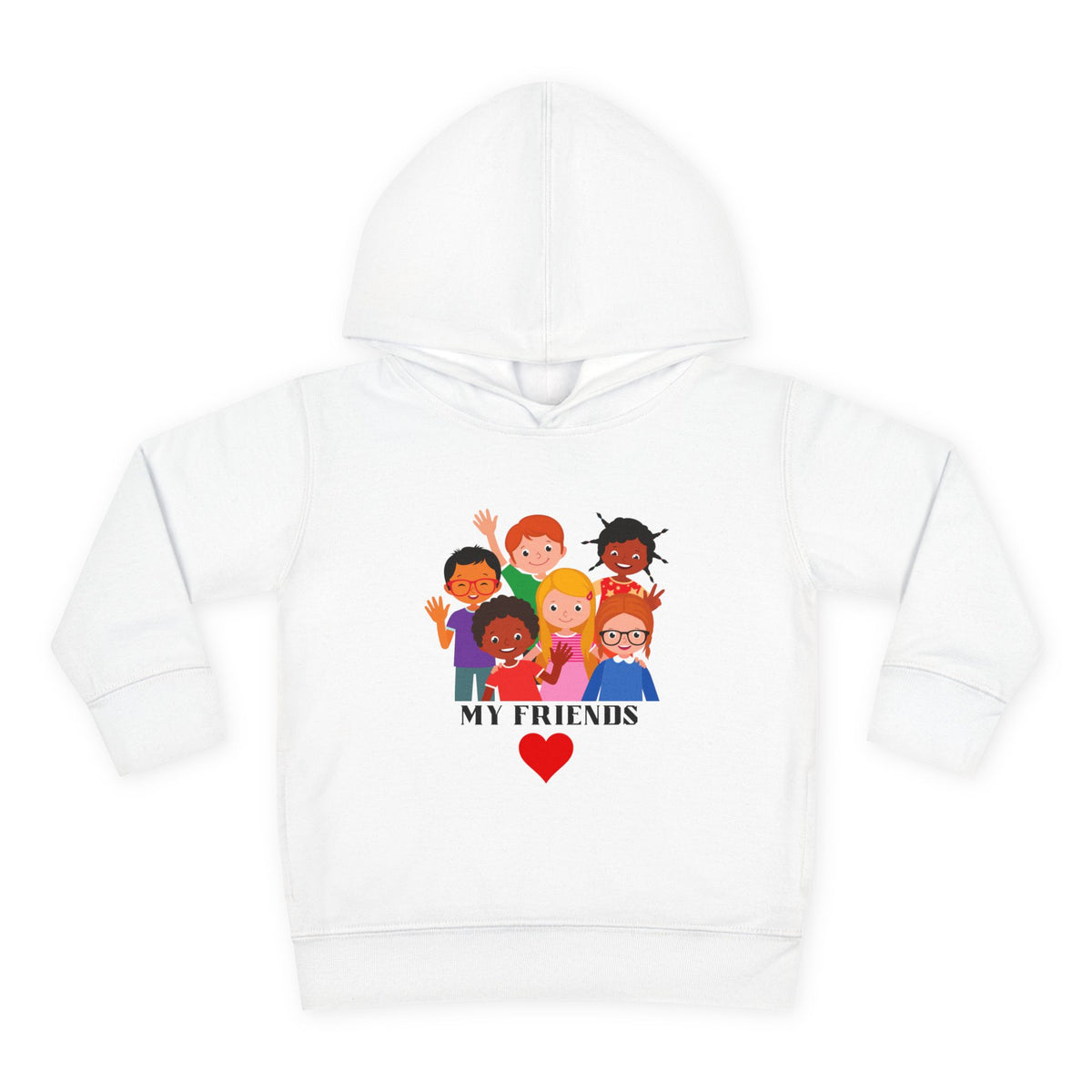 Toddler Hoodie - "My Friends" Cute Kids Pullover with Diverse Kids Graphic