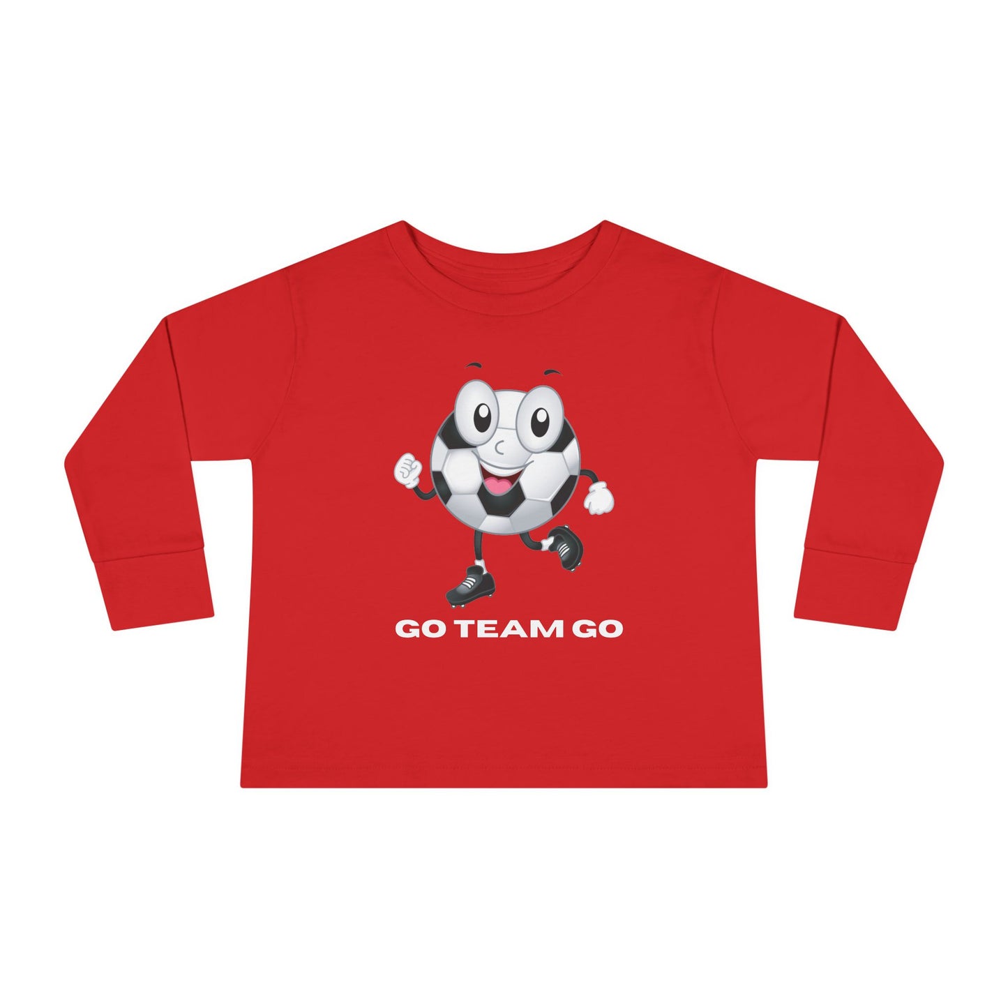 Toddler Long Sleeve Tee — 'Go Team Go' Cute Soccer Ball Kids Shirt
