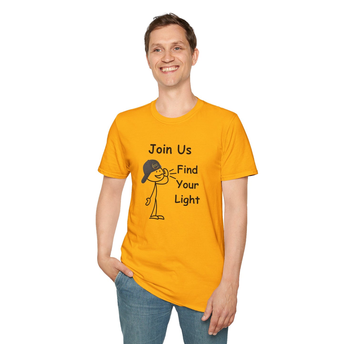 Light Passers Marketplace Call Find Your Light Unisex Soft T-Shirt Inspirational Messages, Simple Messages, Mental Health