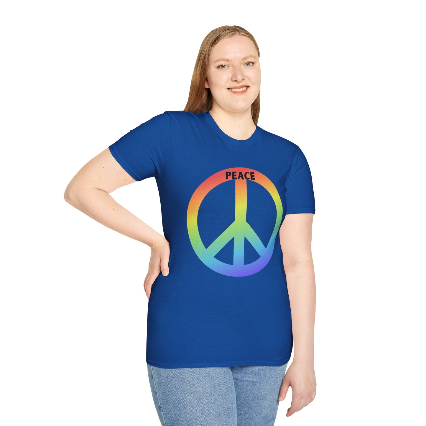 Adult Unisex Peace Rainbow T-Shirt — Retro Peace Sign Graphic Tee