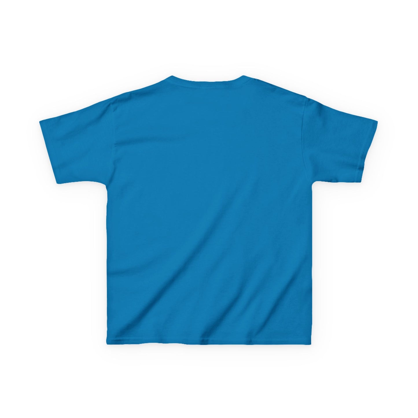Medium-blue, short-sleeved Teams Girl Hit the Light Color Image Youth T-shirt laid flat, showcasing its plain crewneck design, ideal for everyday wear.