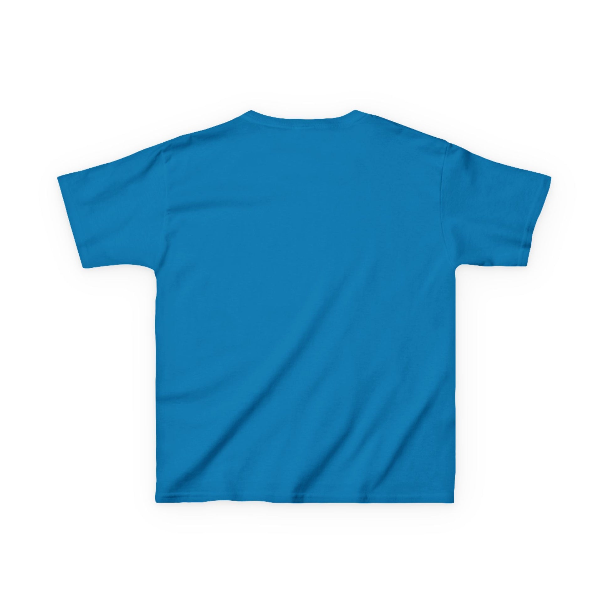 Medium-blue, short-sleeved Teams Girl Hit the Light Color Image Youth T-shirt laid flat, showcasing its plain crewneck design, ideal for everyday wear.