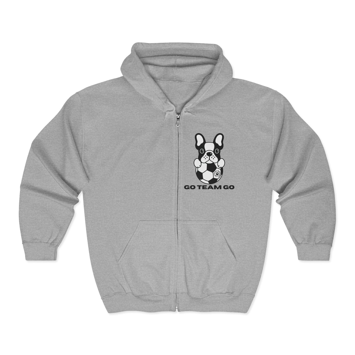 Adult Unisex Soccer Dog Zip Mascot Hoodie for Dog and Soccer Lovers