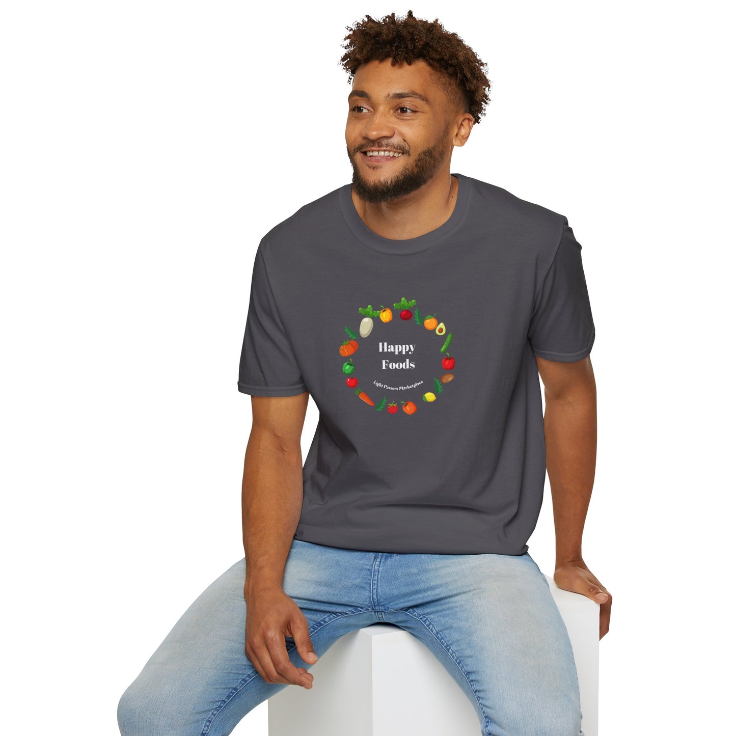 Light Passers Marketplace Happy Foods Ring Unisex Soft T-Shirt, Nutrition