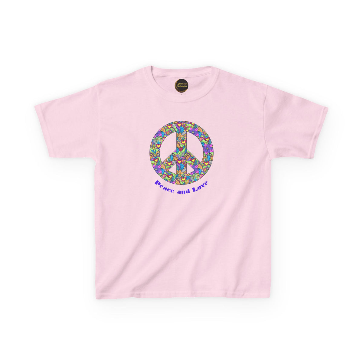 Kids/Youth Unisex Peace Sign T‑Shirt — Flowered 'Peace and Love' Graphic