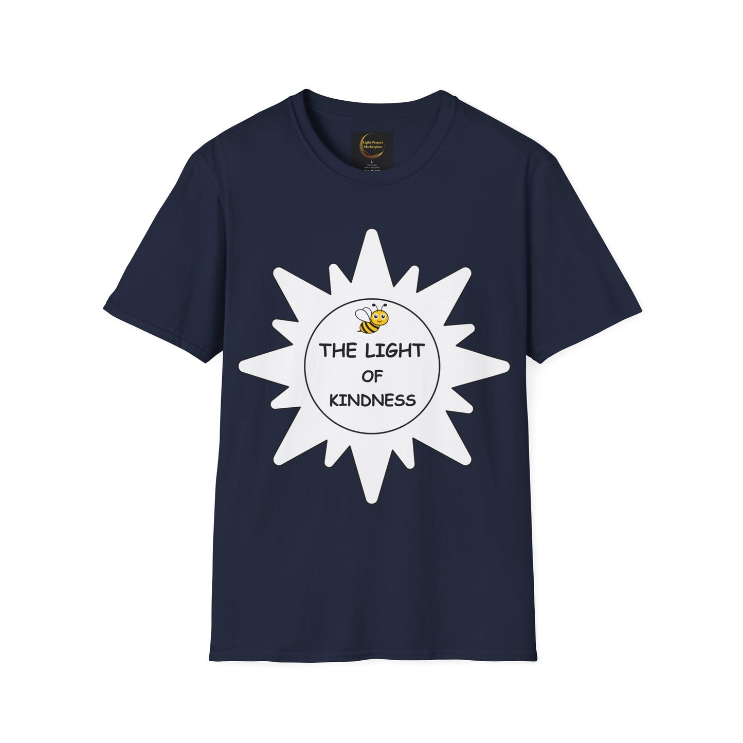 Adult Unisex Kindness Bee T-Shirt — "The Light of Kindness" Sun Graphic Tee