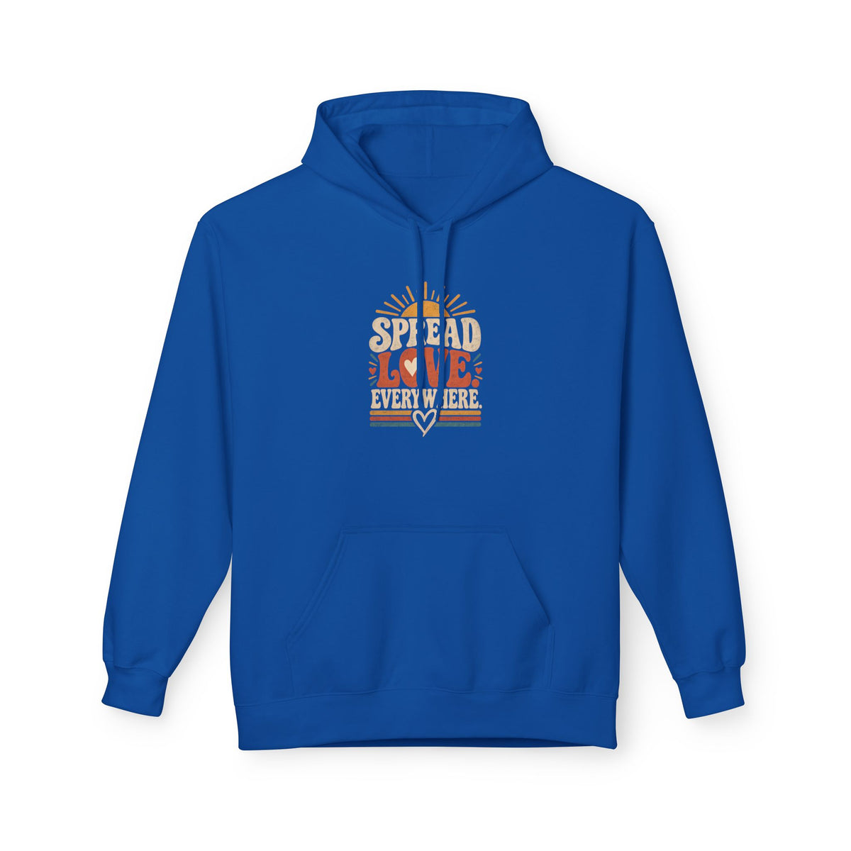 Adult Unisex Spread Love Everywhere Hoodie — Retro Sun Heart Graphic