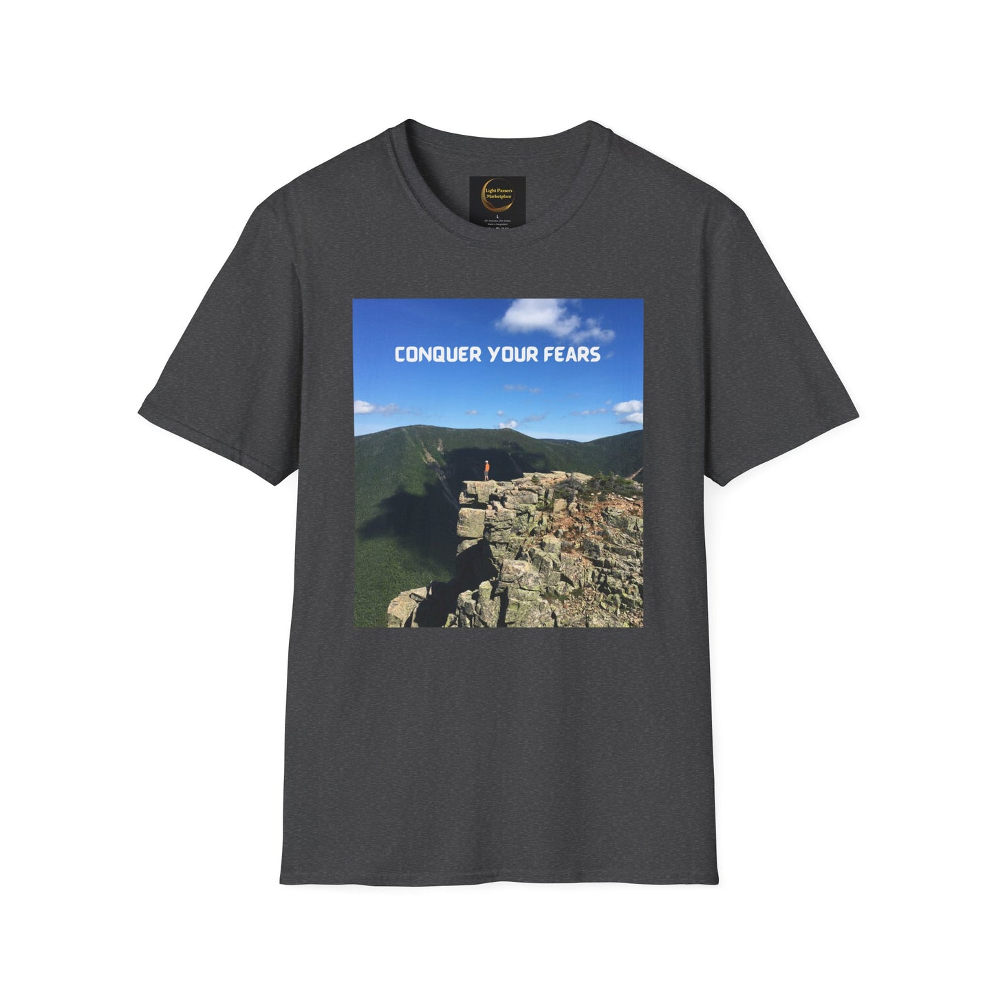 Adult Unisex T-Shirt — "Conquer Your Fears" Scenic Motivational Tee