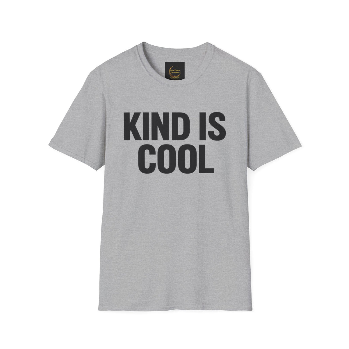 Sport grey unisex T-shirt with 'KIND IS COOL' graphic print