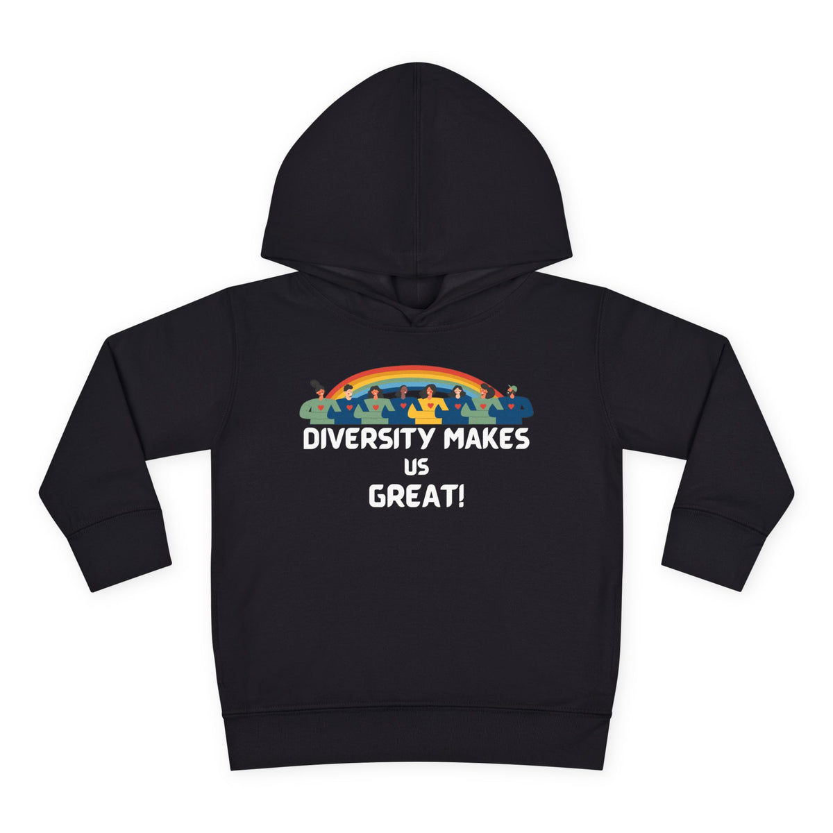 Toddler Hoodie — "Diversity Makes Us Great" Rainbow Pullover (Gift-Ready)