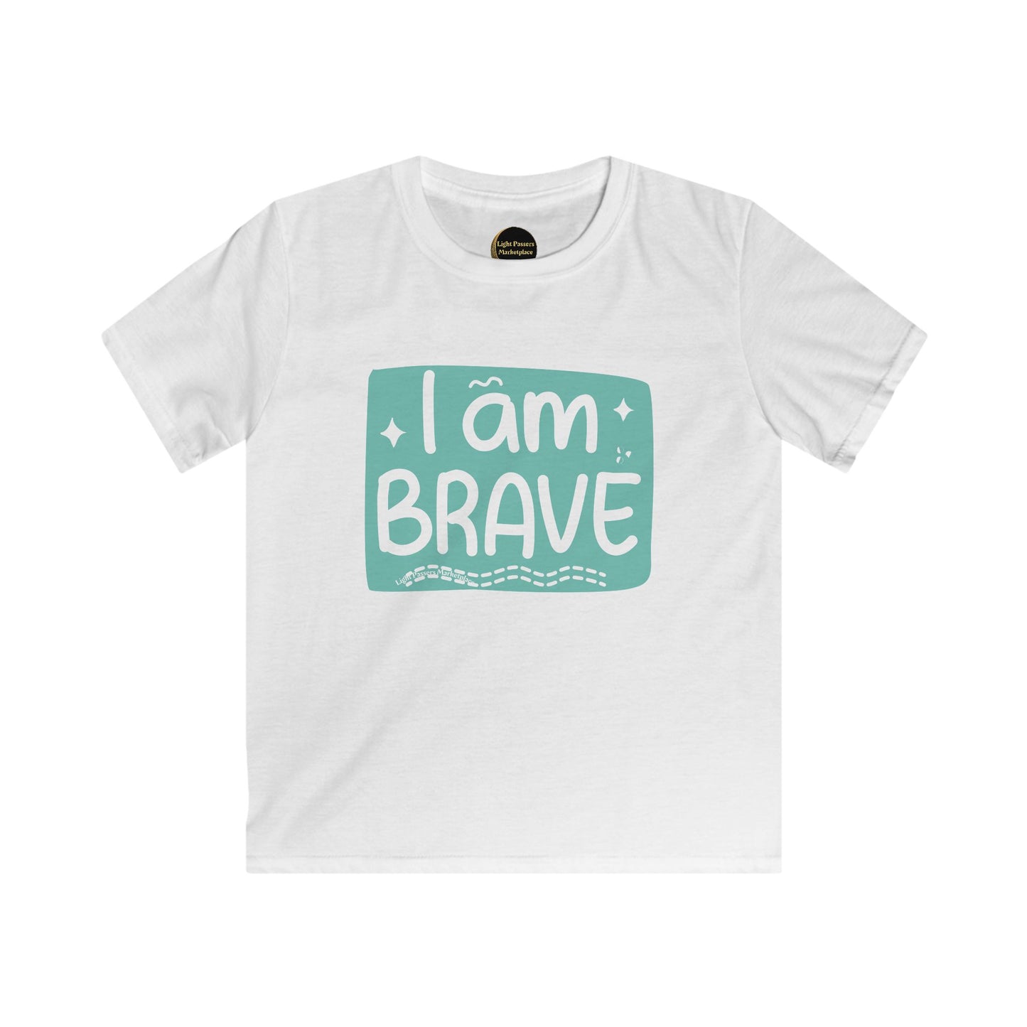Love and Peace-I am Brave Inspirational Youth T-Shirt, conveying empowerment and positivity, ideal for everyday wear and fostering bravery in young Light Passers.