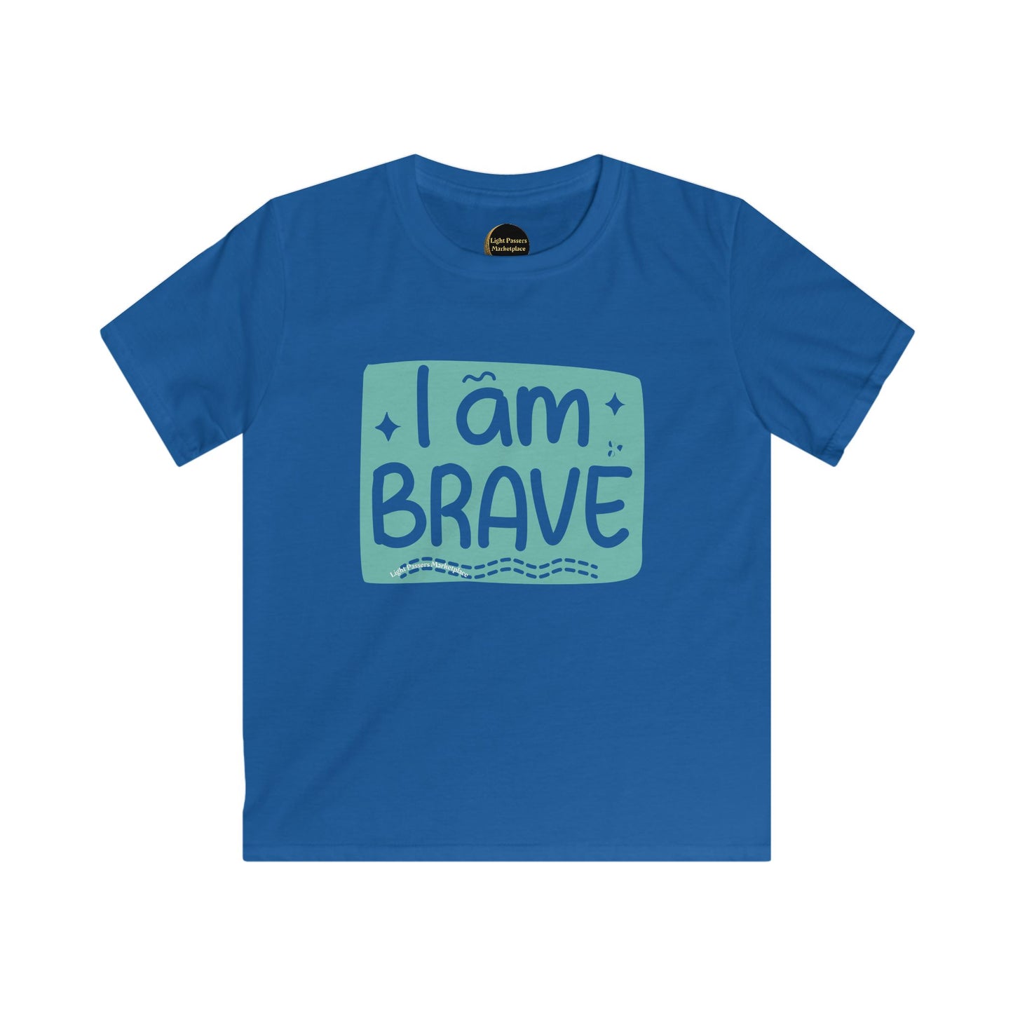 Love and Peace I am Brave Inspirational Youth T-Shirt, designed for empowerment, features a smooth, seamless fabric with a ribbed knit collar and shoulder tape.