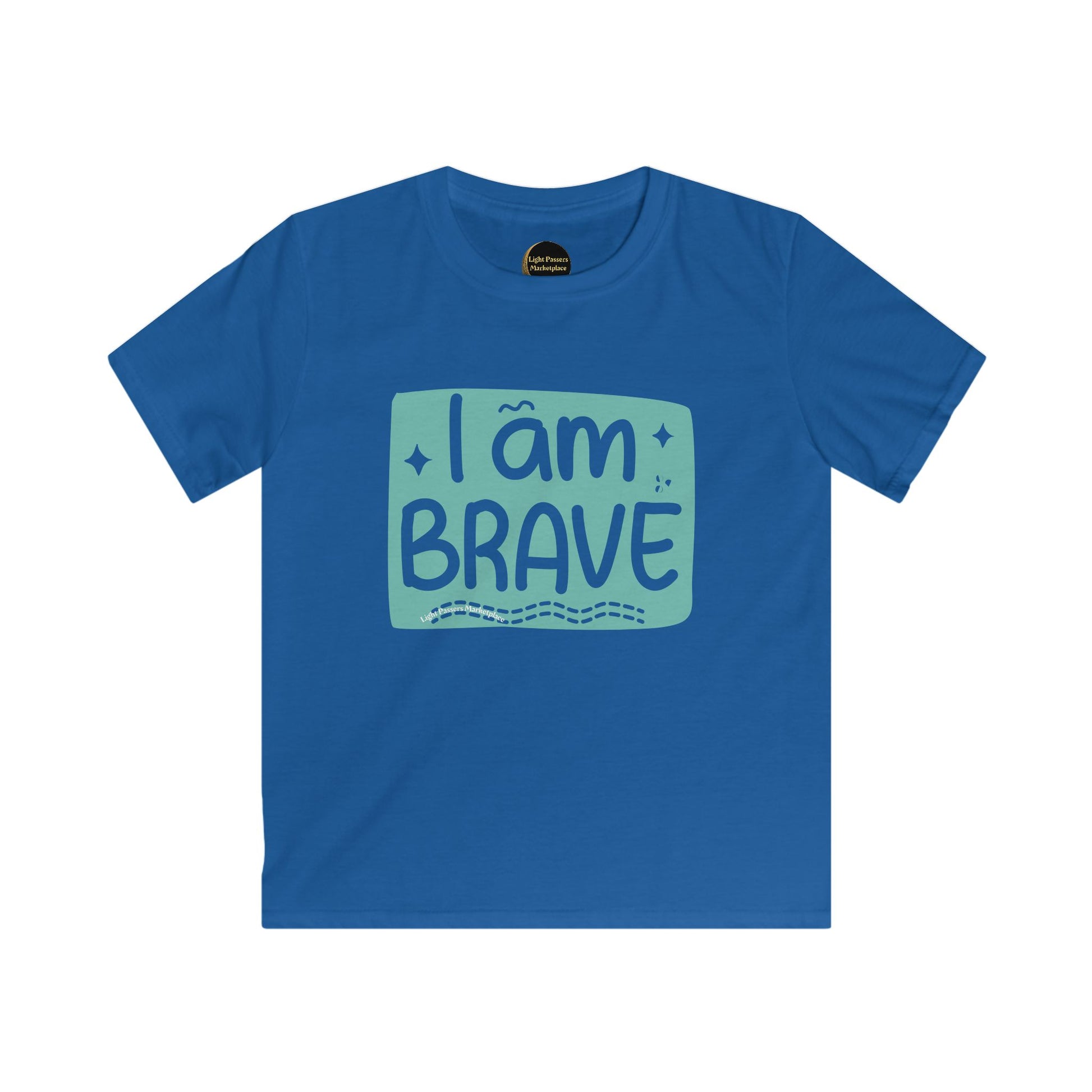 Love and Peace I am Brave Inspirational Youth T-Shirt, designed for empowerment, features a smooth, seamless fabric with a ribbed knit collar and shoulder tape.