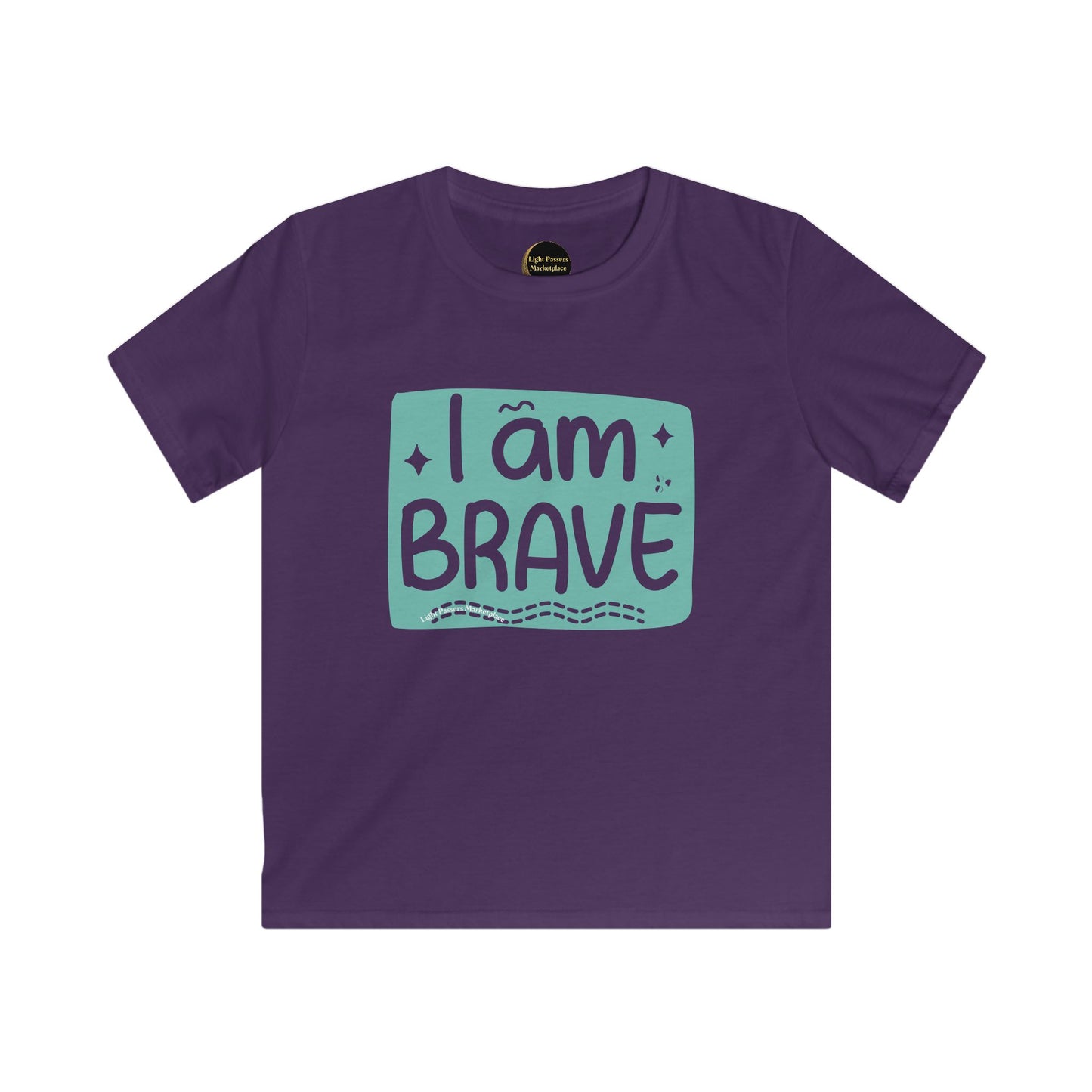 Love and Peace-I am Brave Inspirational Youth T-Shirt, designed for young Light Passers, promotes positivity and courage with its seamless, durable construction.