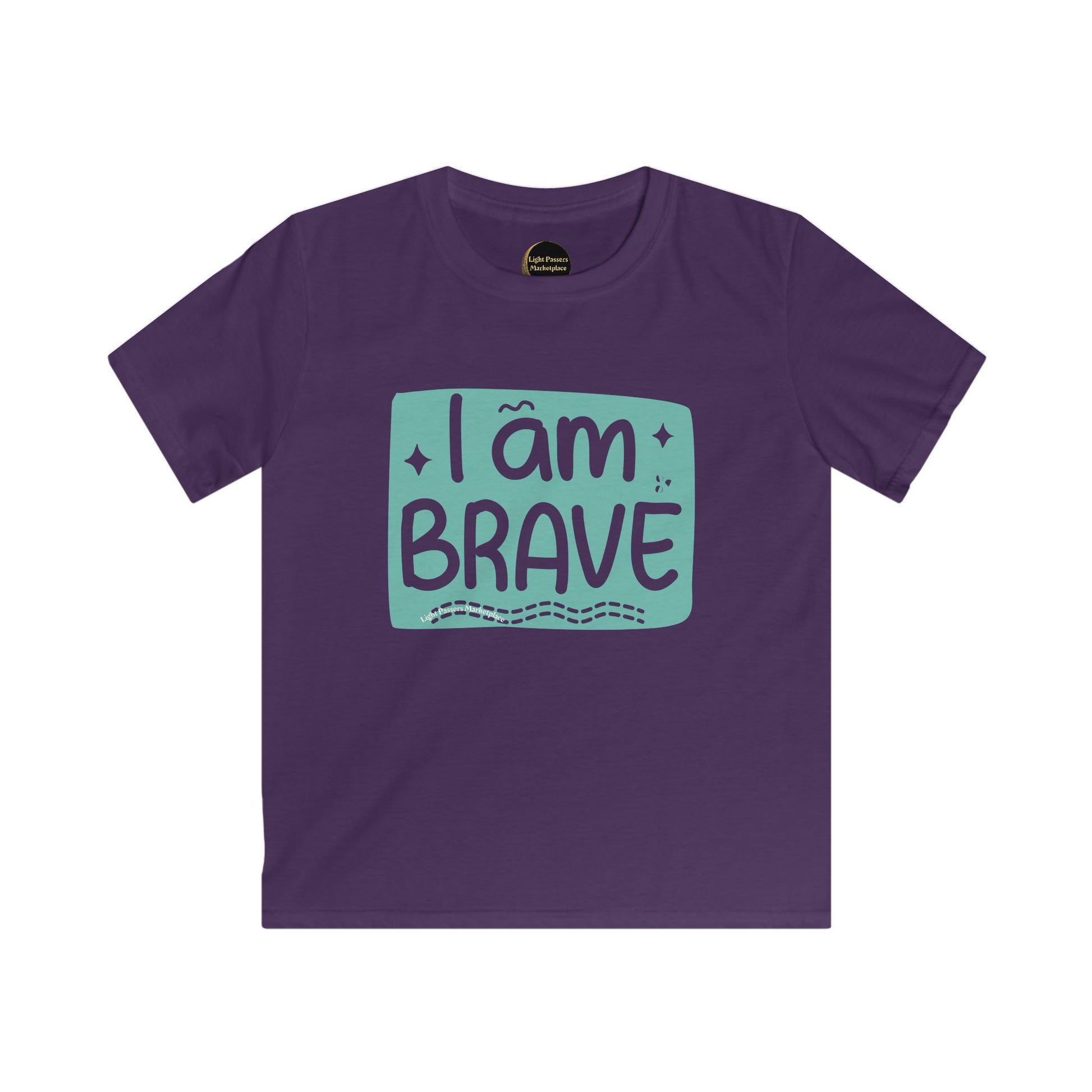 Love and Peace-I am Brave Inspirational Youth T-Shirt, designed for young Light Passers, promotes positivity and courage with its seamless, durable construction.