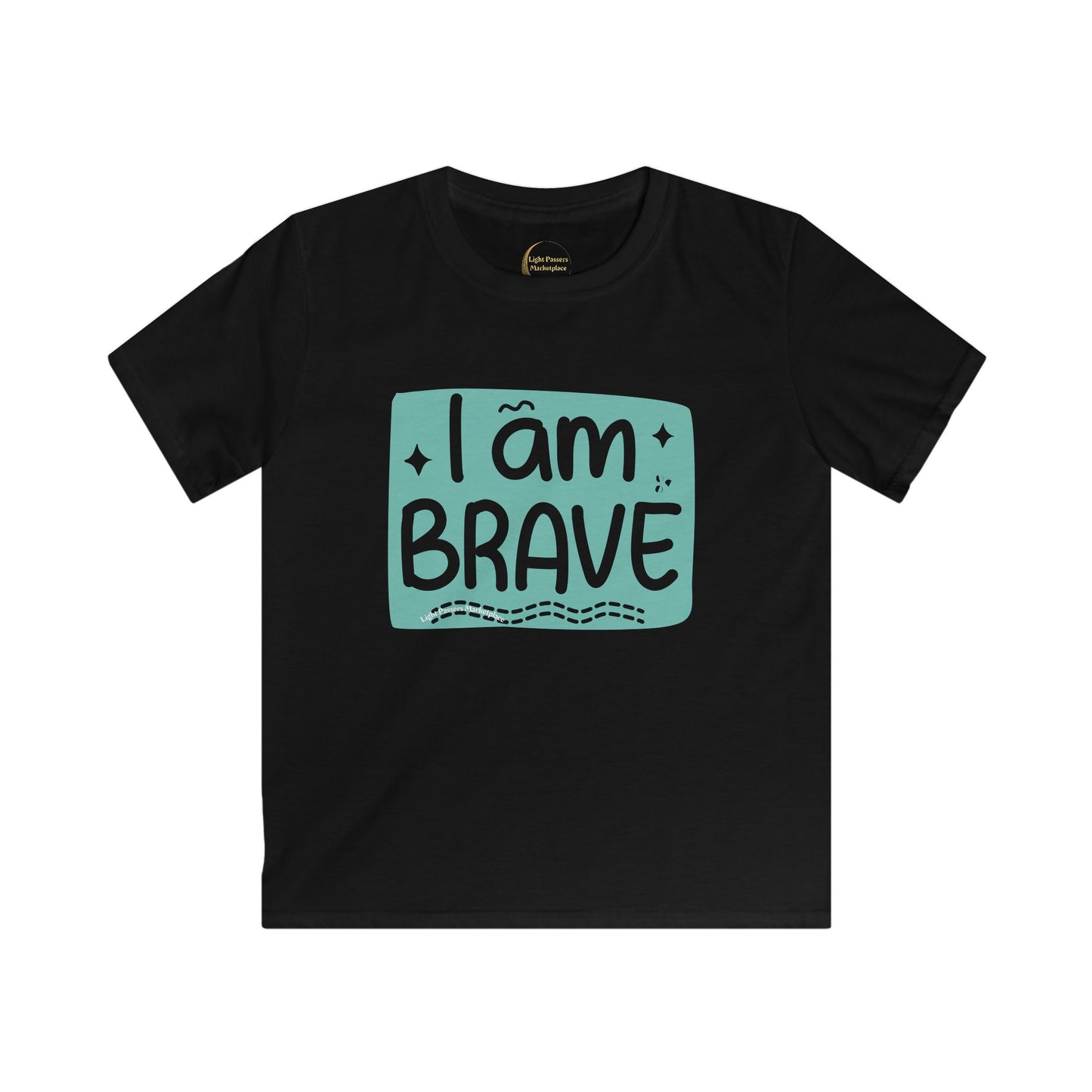 Love and Peace-I am Brave Inspirational Youth T-Shirt showcases a message of positivity and courage, perfect for empowering young Light Passers with comfort and inspiration.