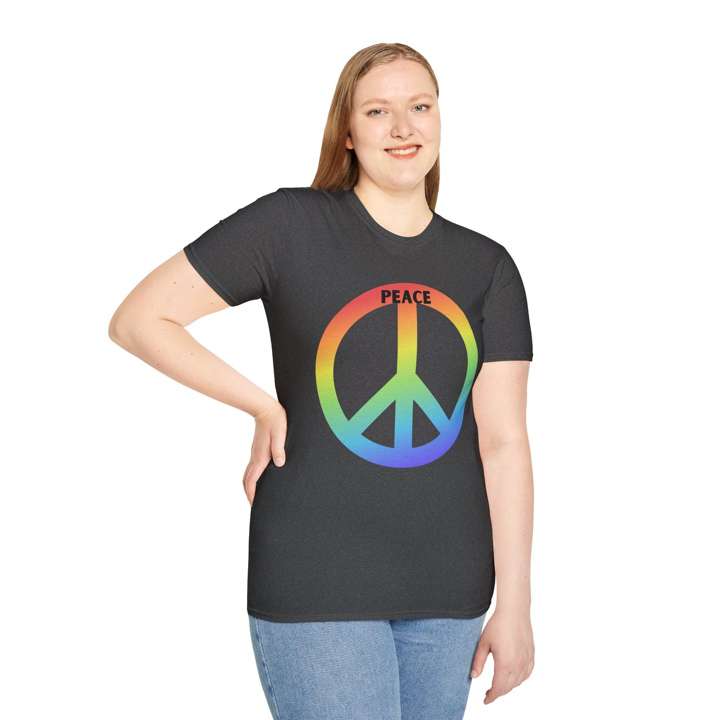 Adult Unisex Peace Rainbow T-Shirt — Retro Peace Sign Graphic Tee