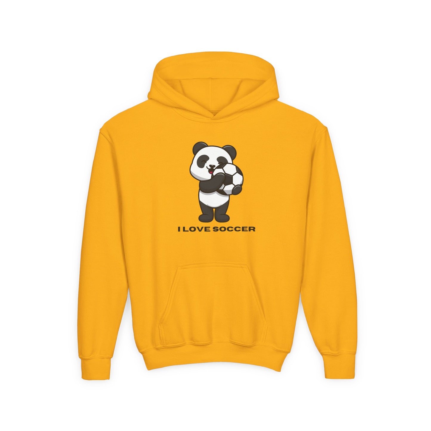 Kids Panda Soccer Hoodie – "I Love Soccer" Youth Hooded Sweatshirt