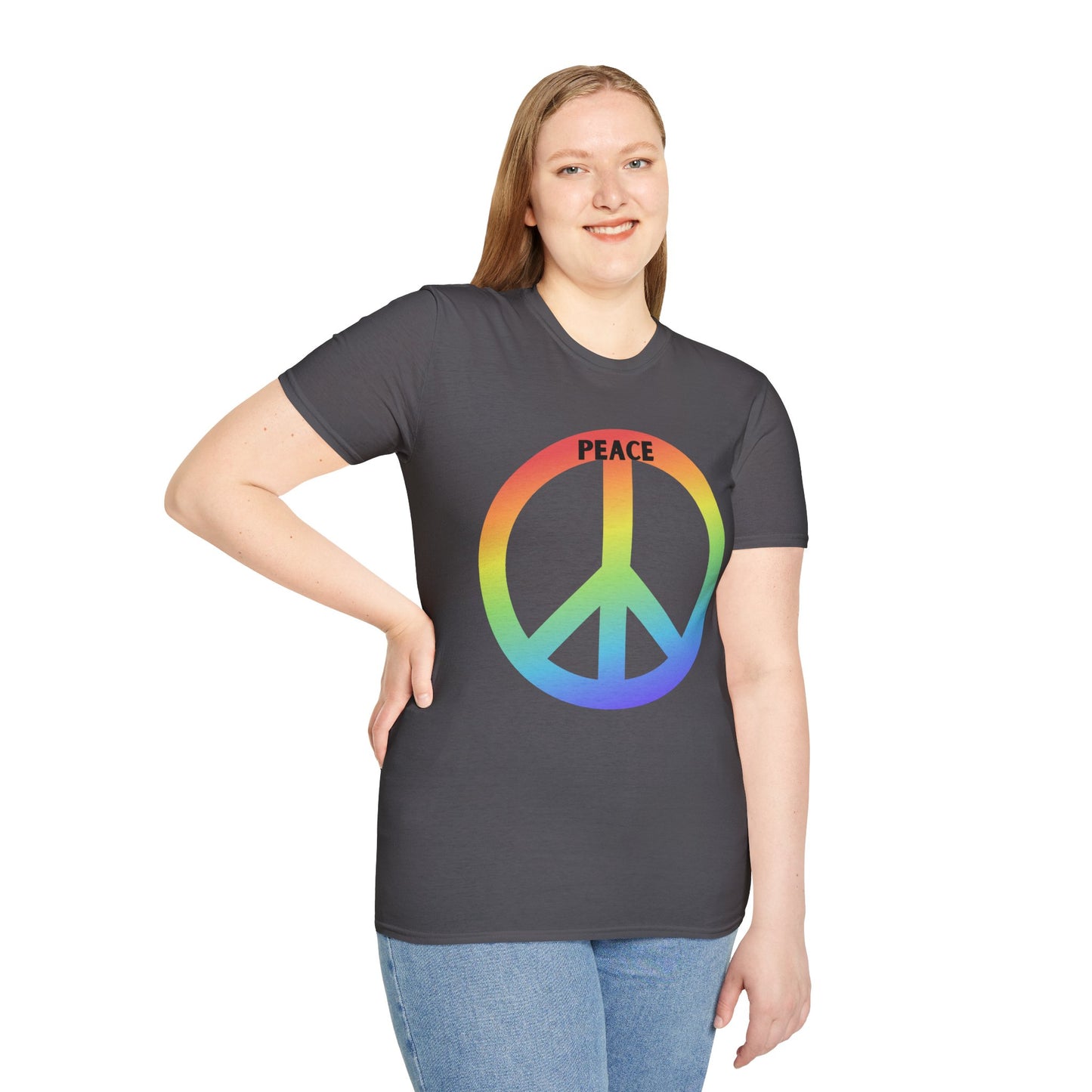 Adult Unisex Peace Rainbow T-Shirt — Retro Peace Sign Graphic Tee
