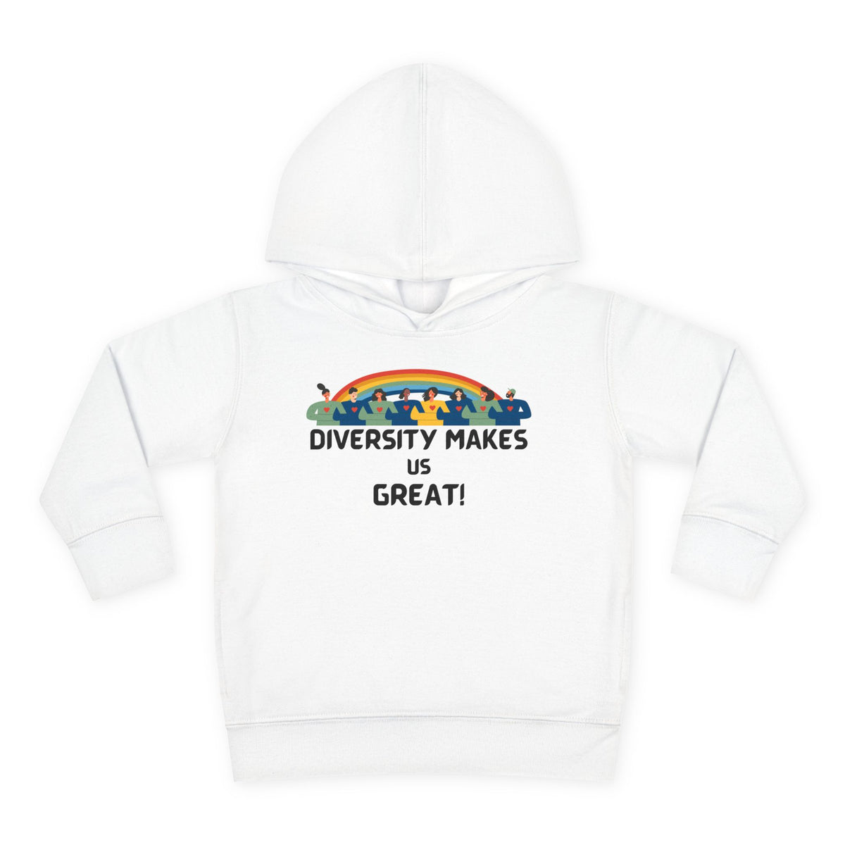 Toddler Hoodie — "Diversity Makes Us Great" Rainbow Pullover (Gift-Ready)