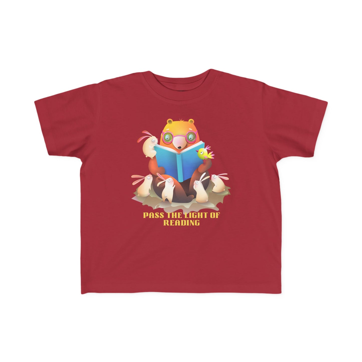 Toddler T-Shirt — Cute Reading Fox "Pass The Light Of Reading" Kids Tee